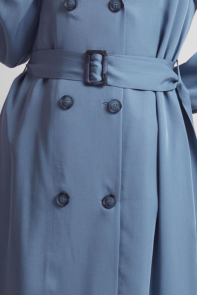 Vêtements hijab BLEU MARINE TRENCH-COAT CEINTURÉ 10964 - ALVİNA