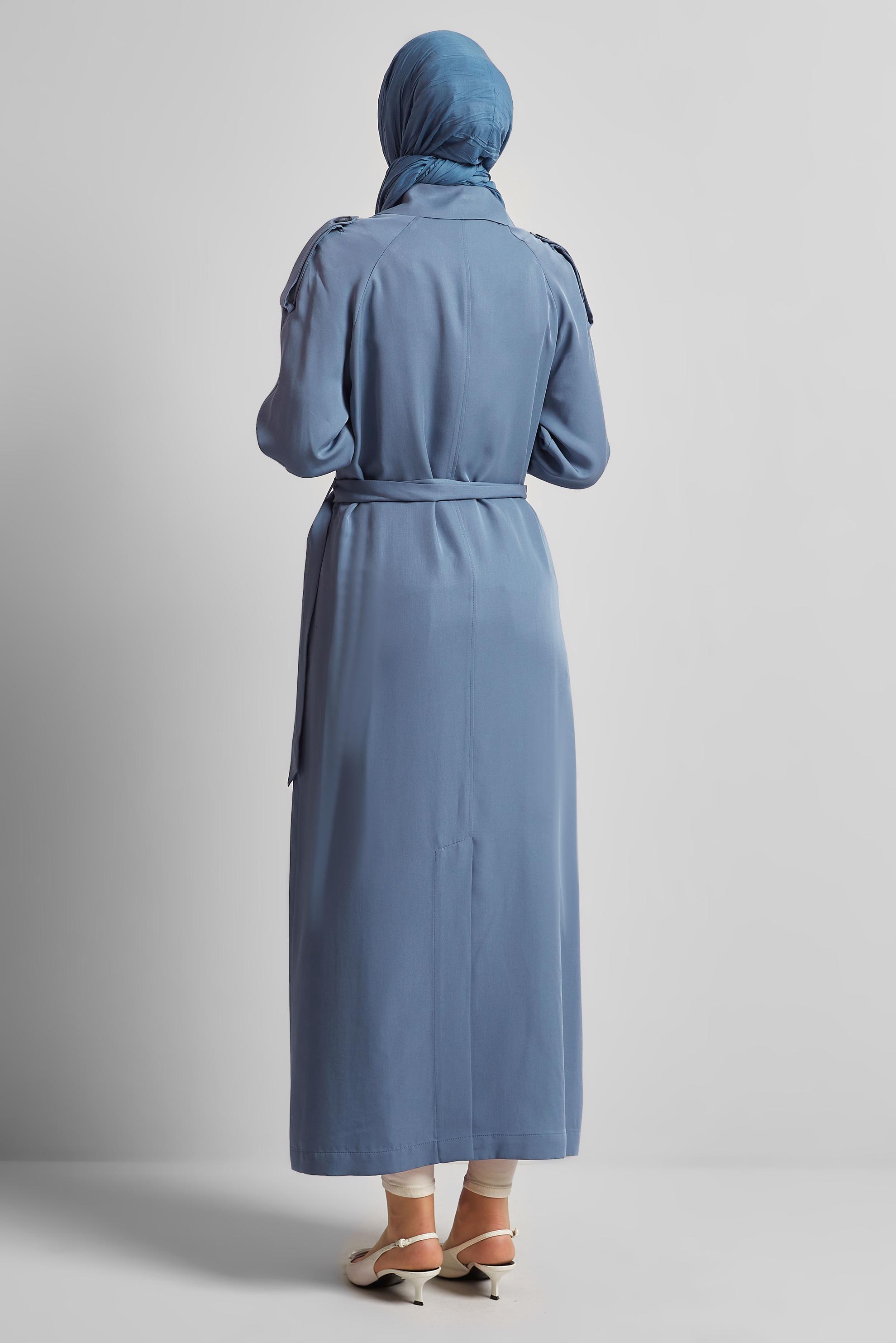 Vêtements hijab BLEU MARINE TRENCH-COAT CEINTURÉ 10964