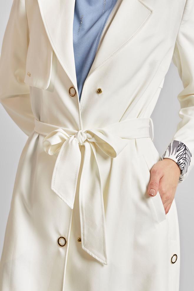 Vêtements hijab BLANC TRENCH CEINTURÉ 10965 - ALVİNA