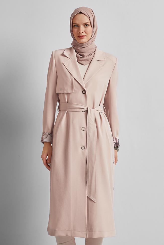 Vêtements hijab BEIGE TRENCH CEINTURÉ 10965 - ALVİNA