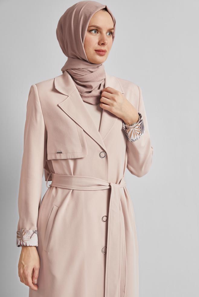 Vêtements hijab BEIGE TRENCH CEINTURÉ 10965 - ALVİNA