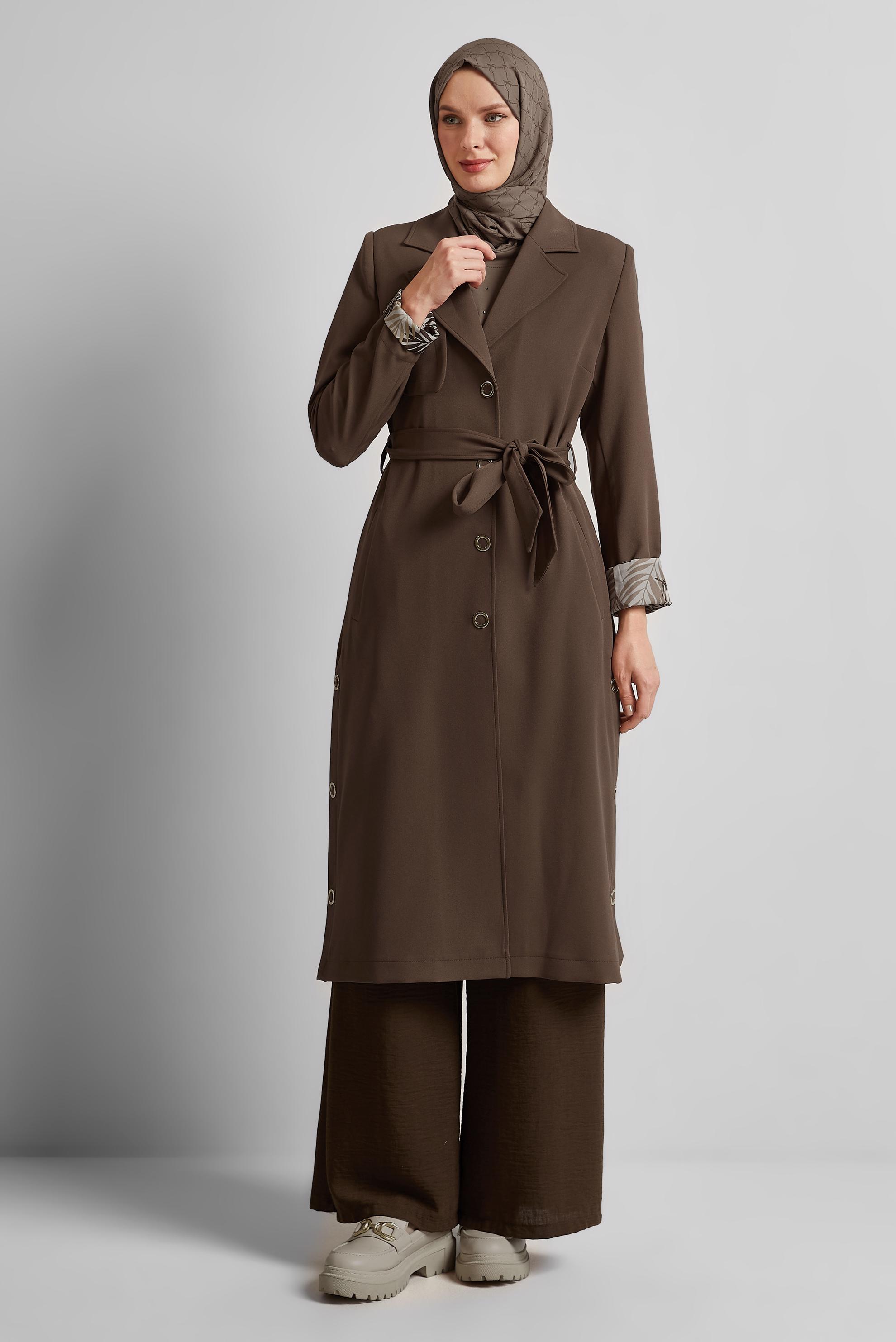 Hijab clothing MINK BELTED TRENCH COAT 10965