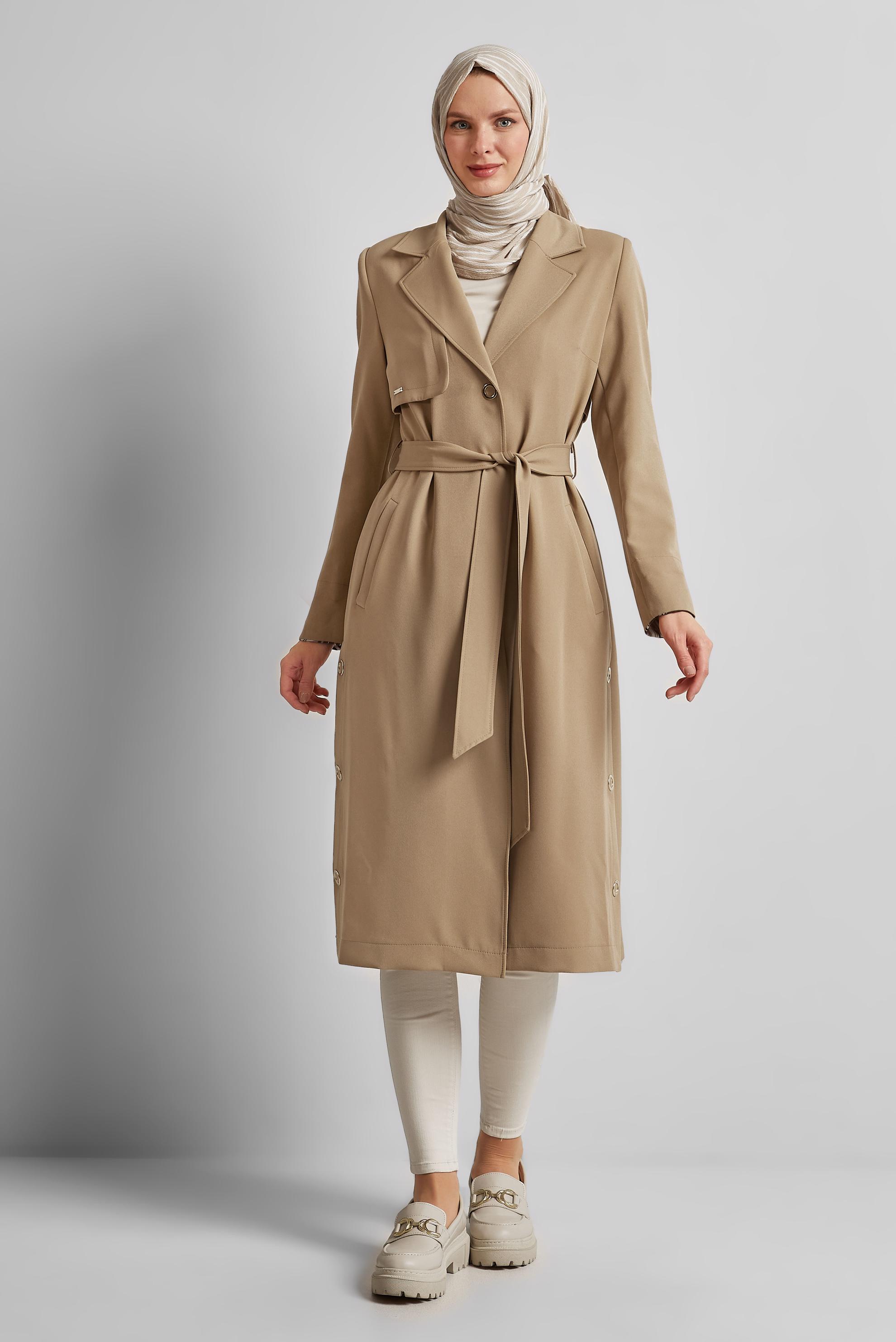 Hijab clothing SAND BELTED TRENCH COAT 10965
