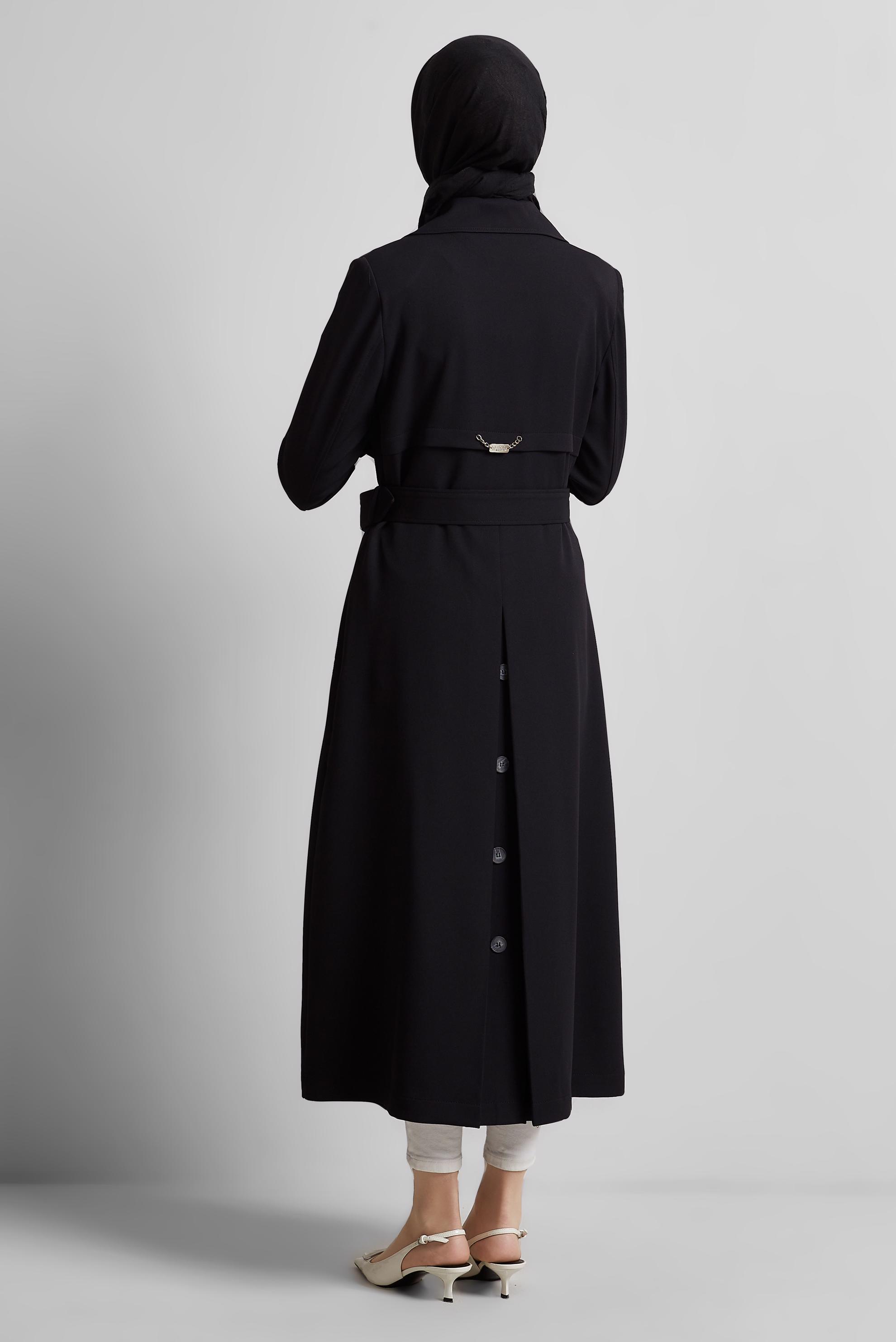 Hijab clothing BLACK BELTED TRENCH COAT 10966