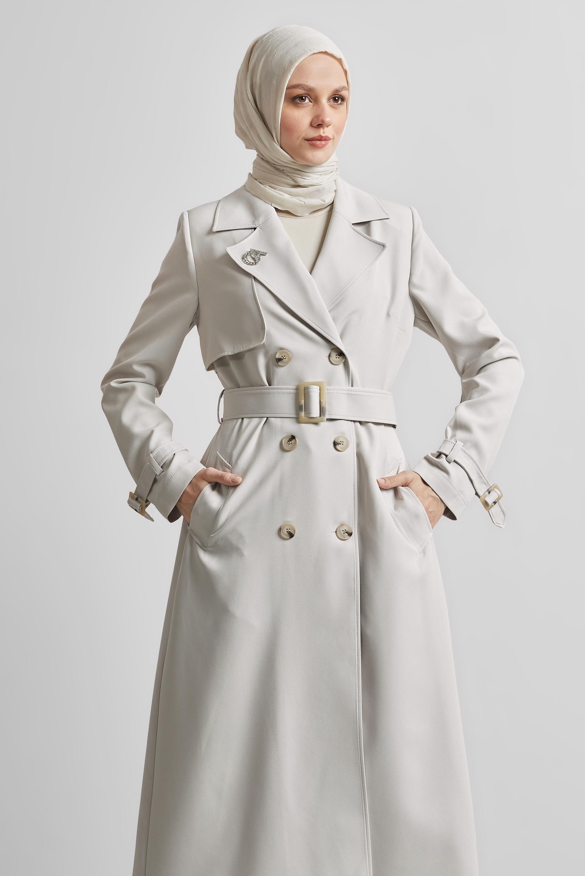 Vêtements hijab BEIGE TRENCH-COAT CEINTURÉ 10966