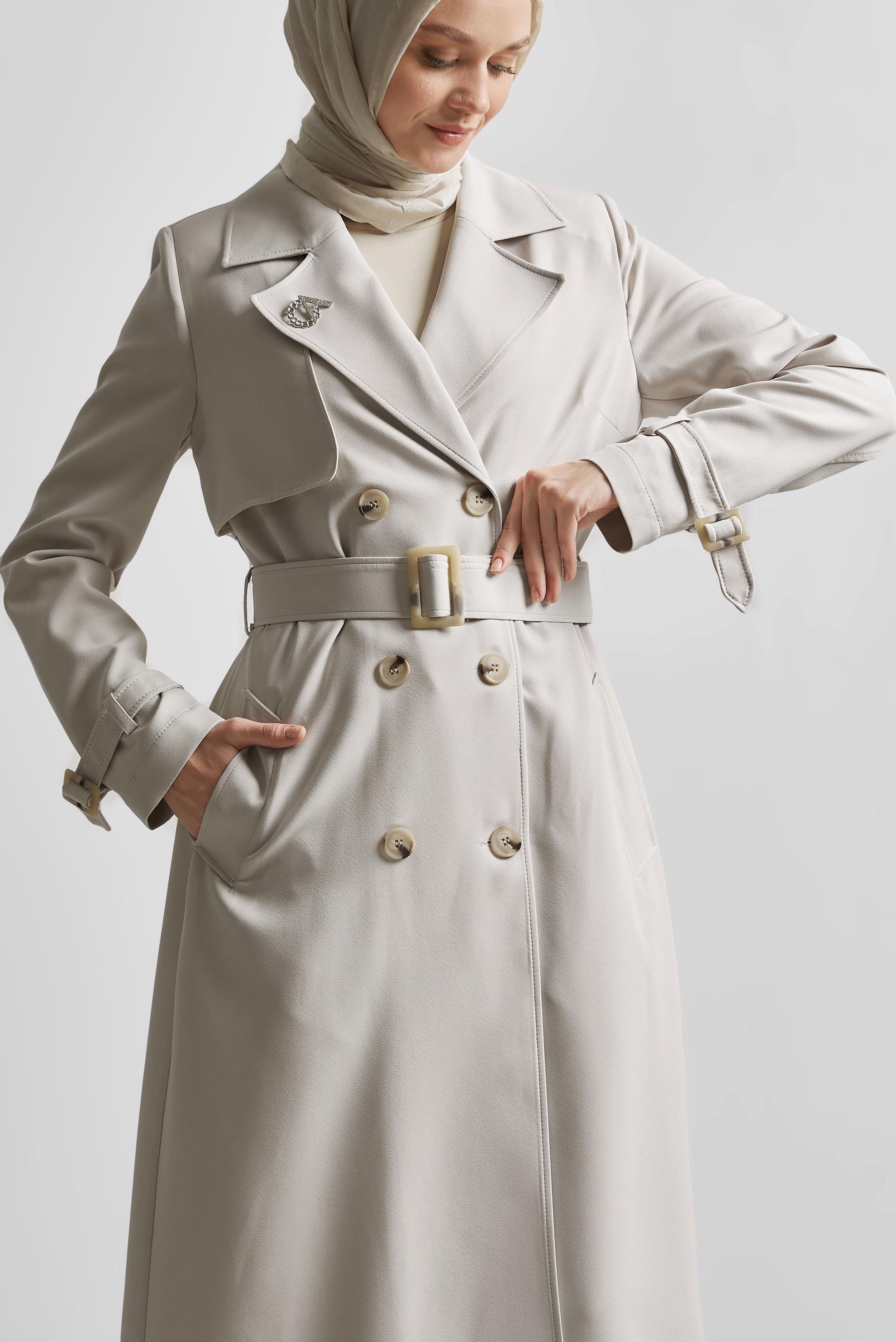 Vêtements hijab BEIGE TRENCH-COAT CEINTURÉ 10966