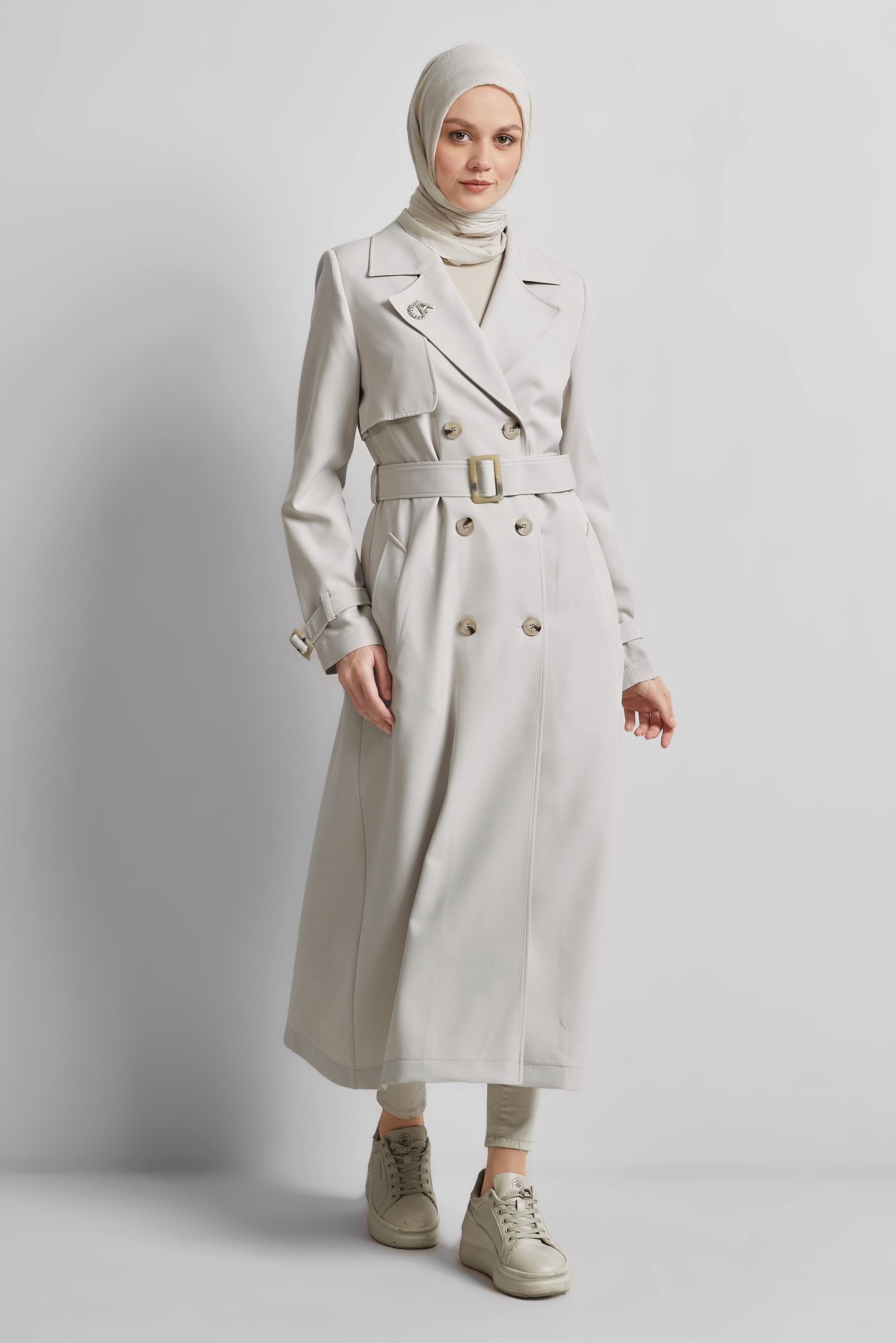 Vêtements hijab BEIGE TRENCH-COAT CEINTURÉ 10966