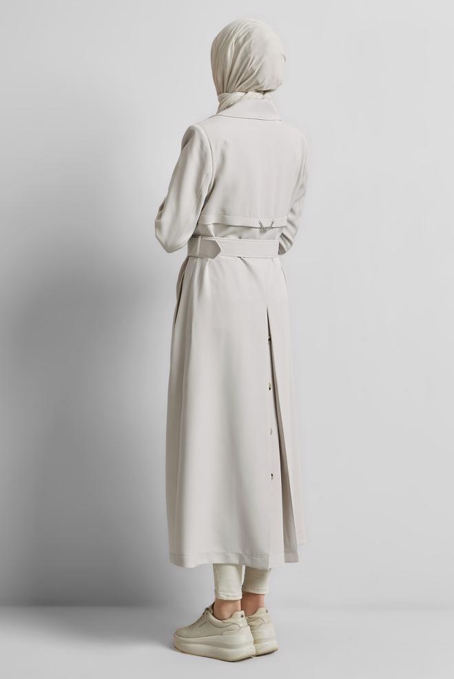 Vêtements hijab BEIGE TRENCH-COAT CEINTURÉ 10966 - ALVİNA