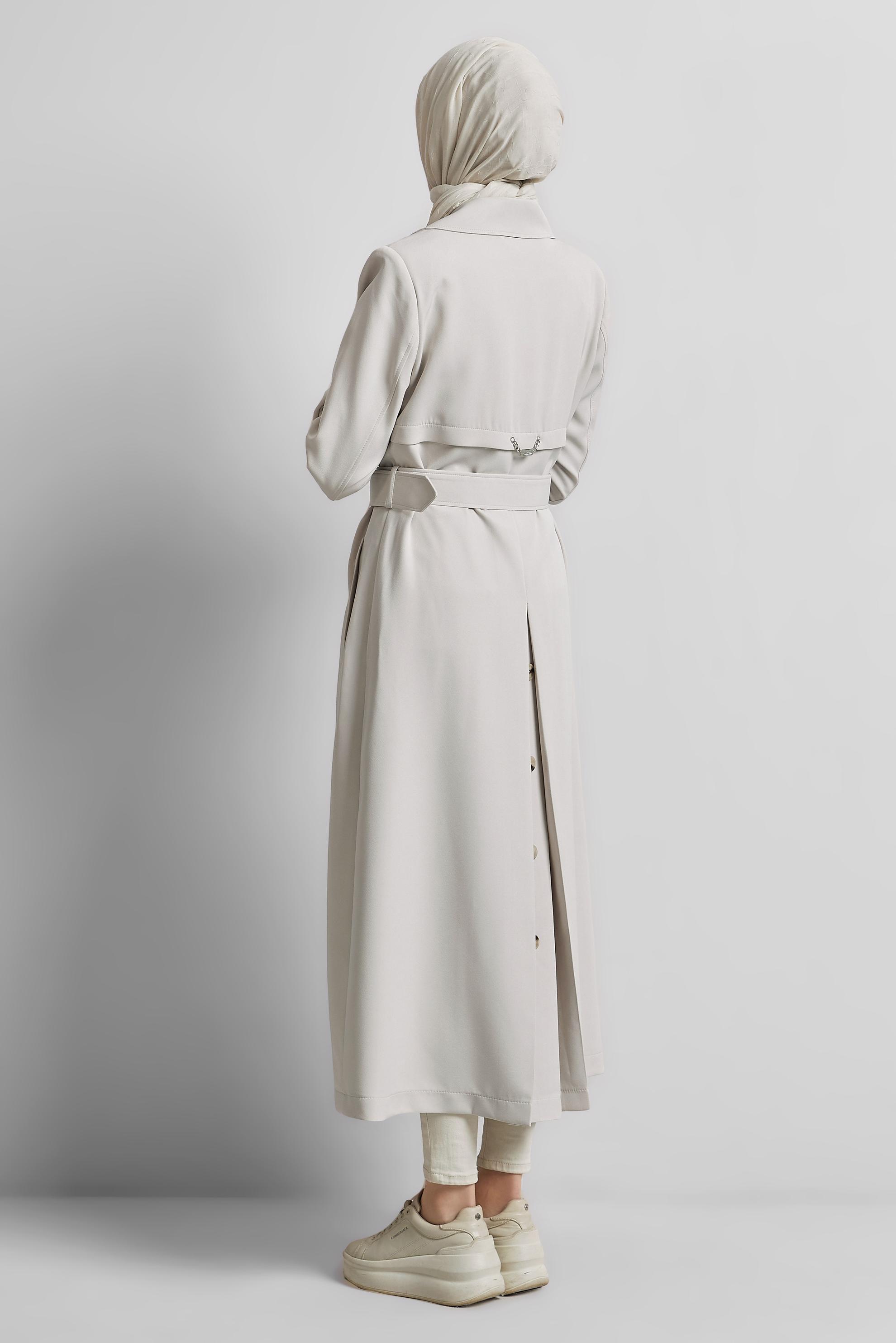 Vêtements hijab BEIGE TRENCH-COAT CEINTURÉ 10966