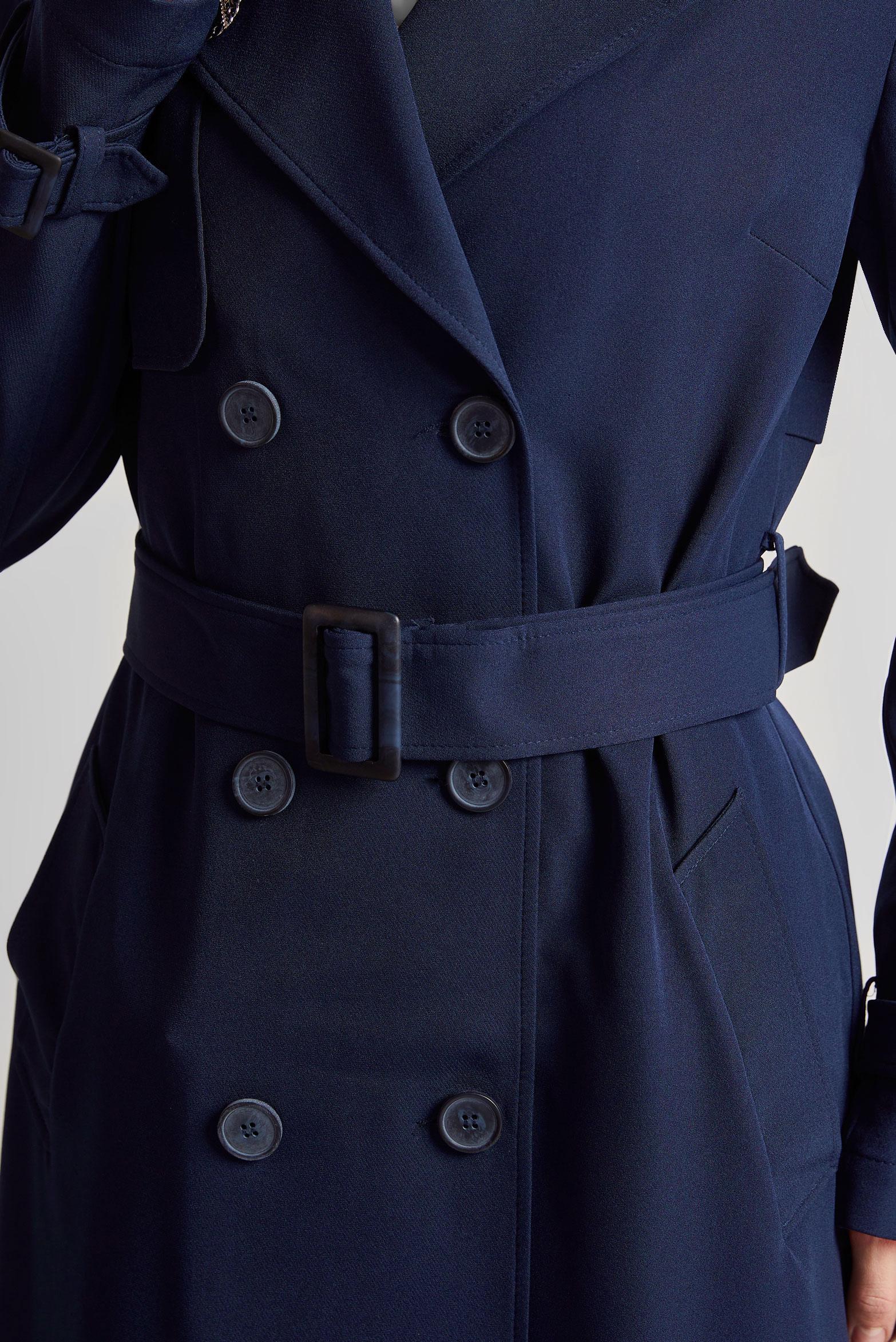 Tesettür giyim LACİVERT KEMERLİ TRENÇKOT 10966