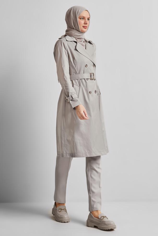 Vêtements hijab BEIGE TRENCH CEINTURÉ 10967 - ALVİNA