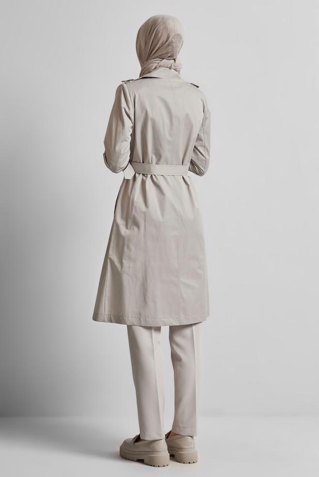 Vêtements hijab BEIGE TRENCH CEINTURÉ 10967 - ALVİNA