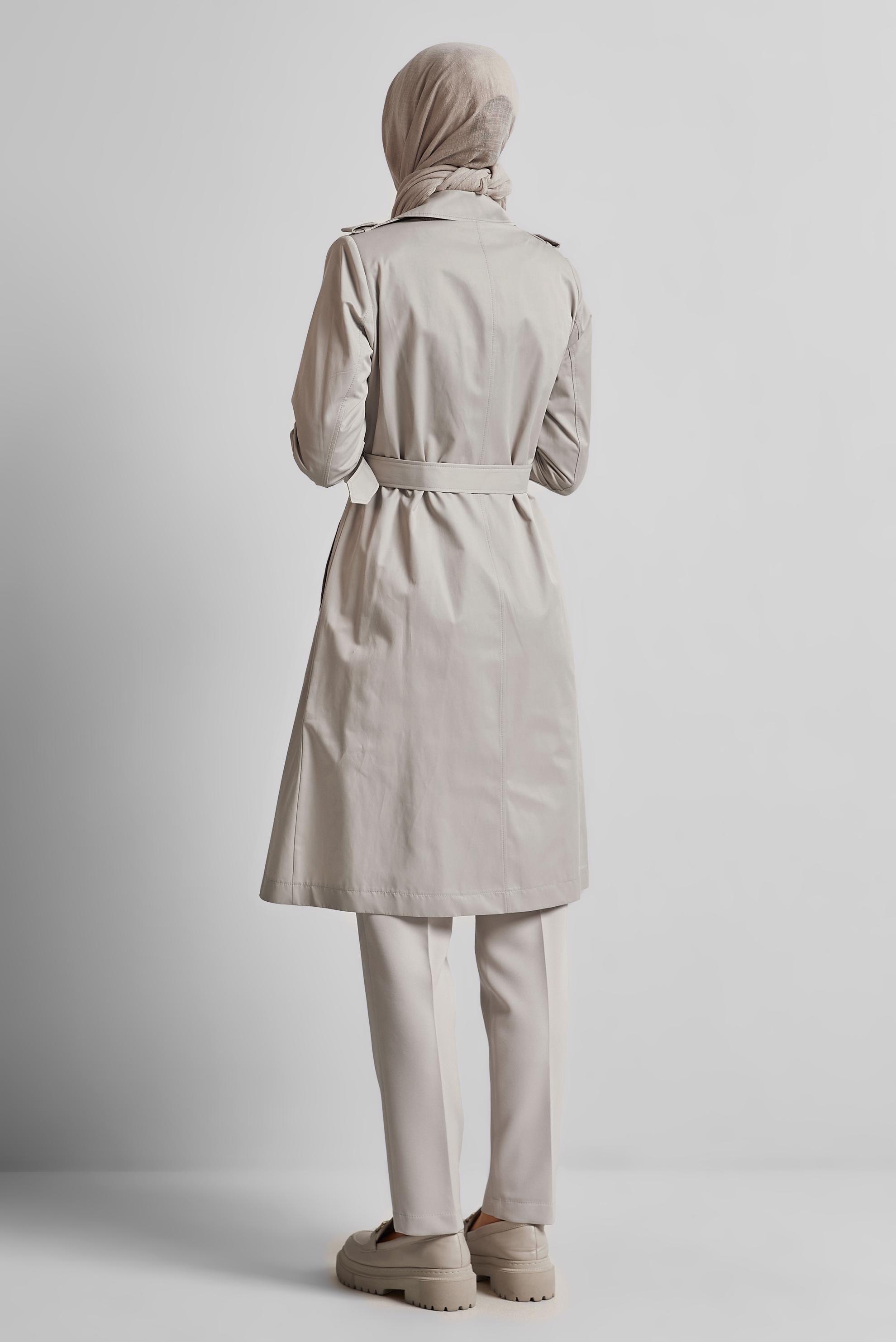 Tesettür giyim BEJ KEMERLİ TRENÇKOT 10967