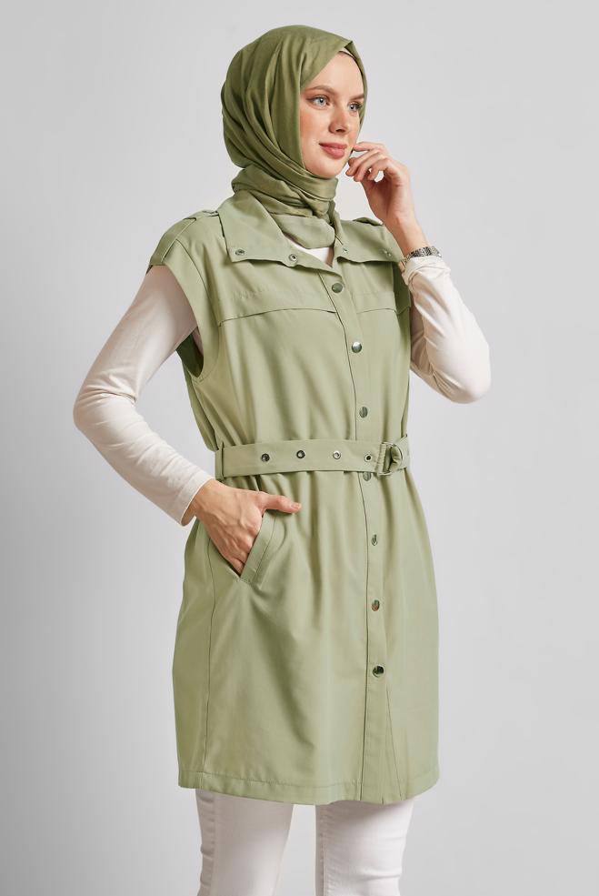 Vêtements hijab BEIGE GILET CEINTURÉ 45584 - ALVİNA