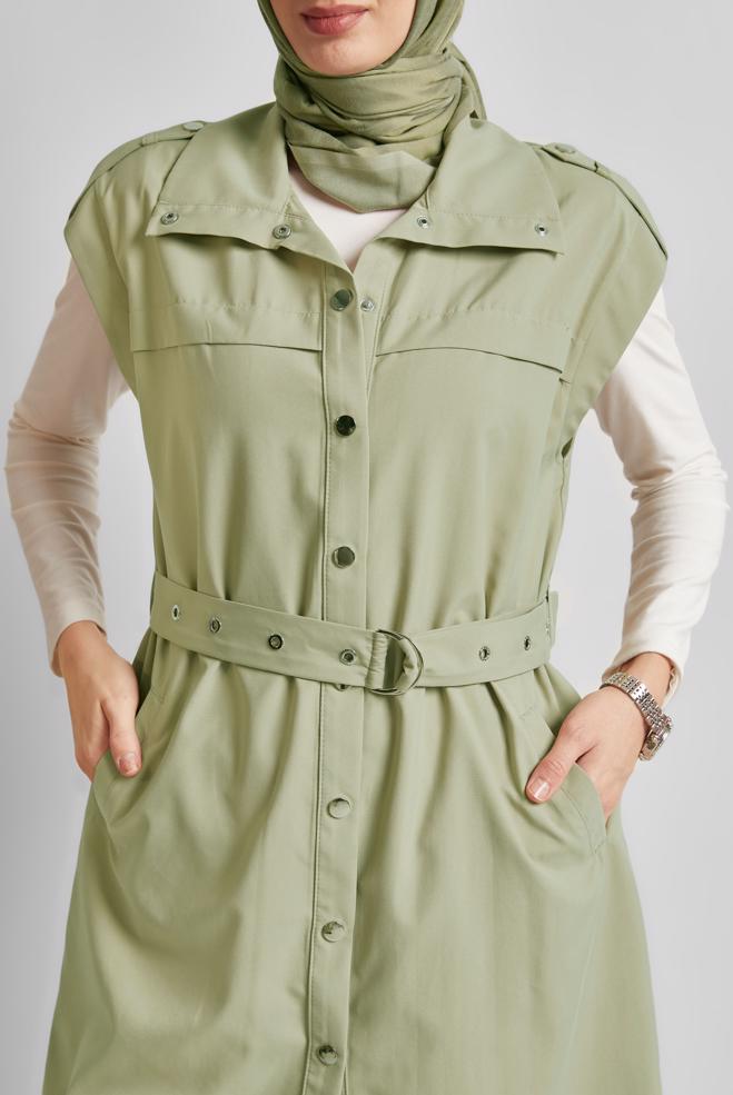 Vêtements hijab BEIGE GILET CEINTURÉ 45584 - ALVİNA