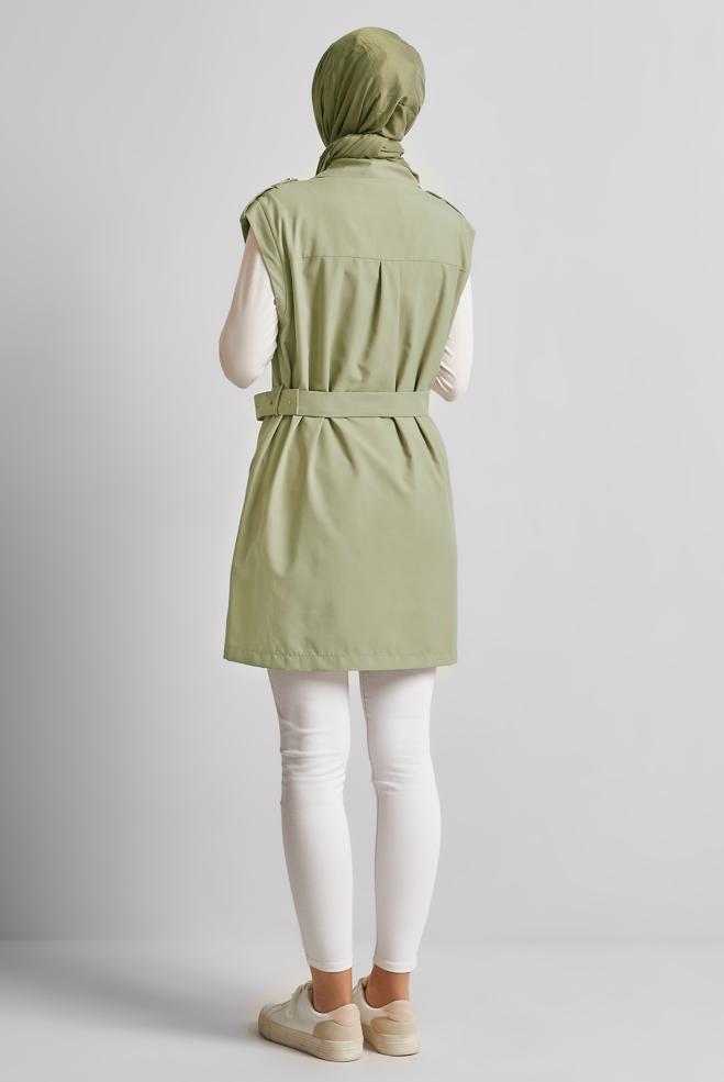 Vêtements hijab BEIGE GILET CEINTURÉ 45584 - ALVİNA