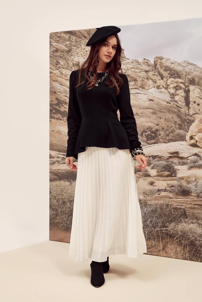 Vêtements hijab NOIR CHEMISIER DÉTAILLÉ VOLANT 46049 - ALVİNA