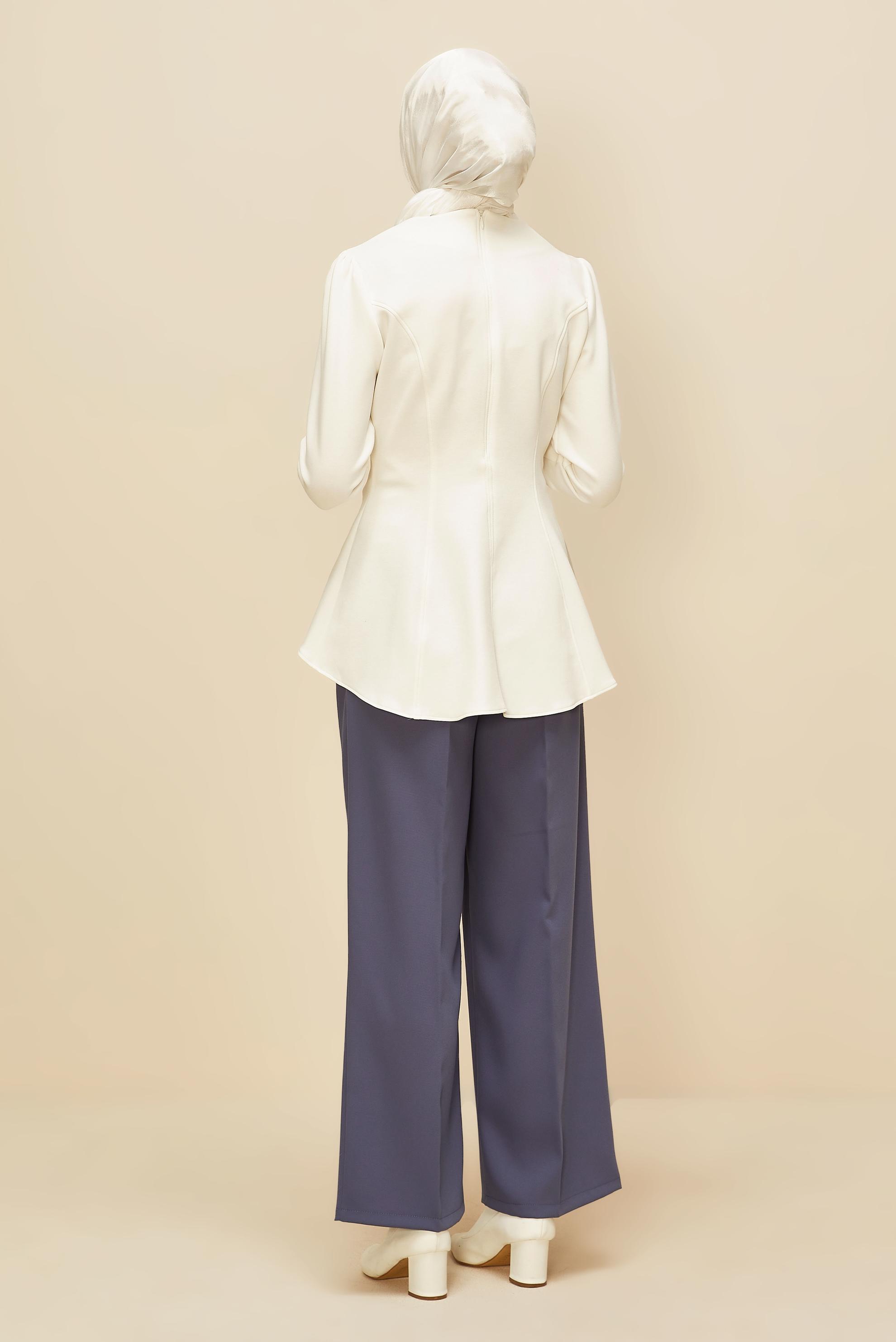 Vêtements hijab BLANC CHEMISIER DÉTAILLÉ VOLANT 46049