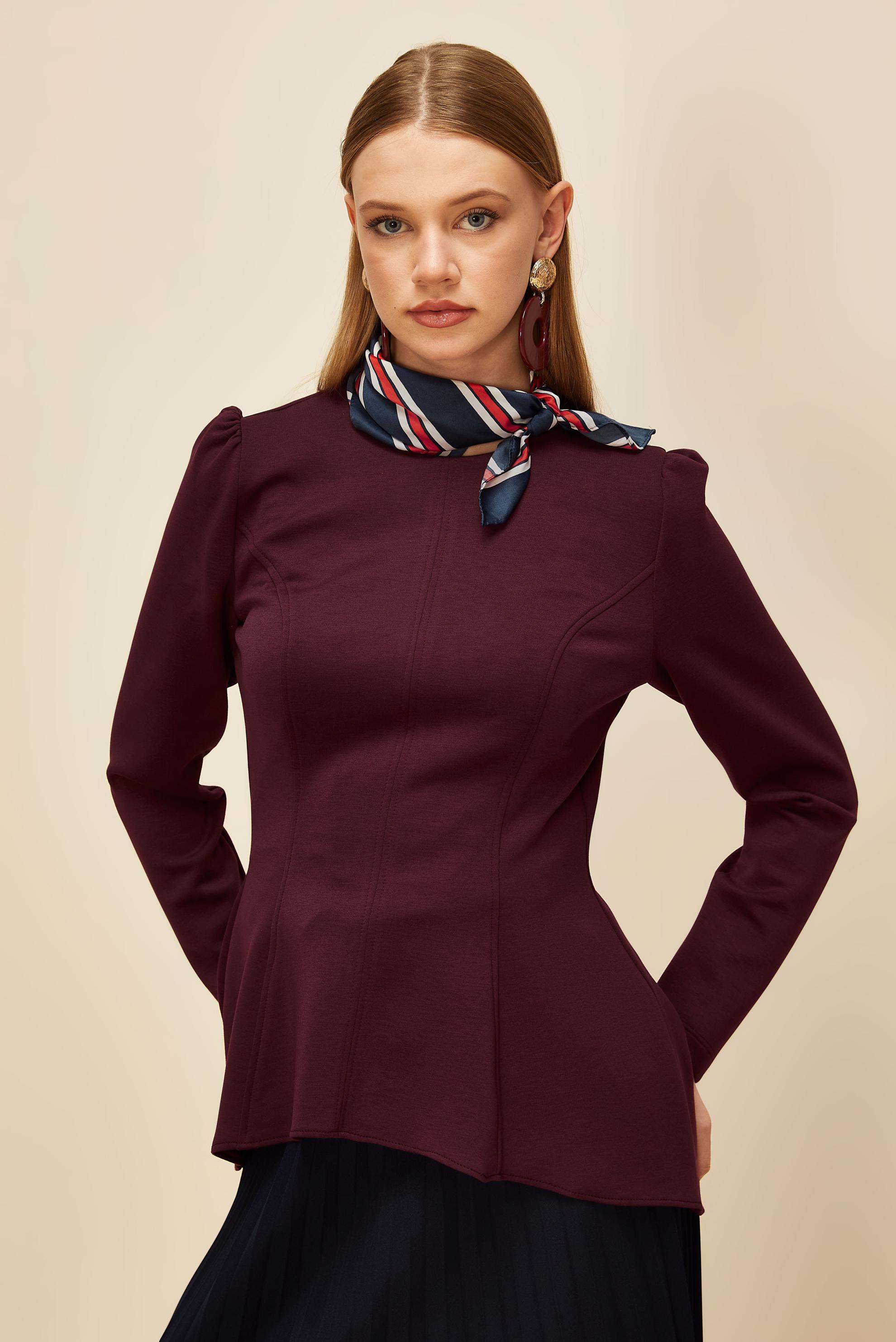 Vêtements hijab ROUGE BORDEAUX CHEMISIER DÉTAILLÉ VOLANT 46049