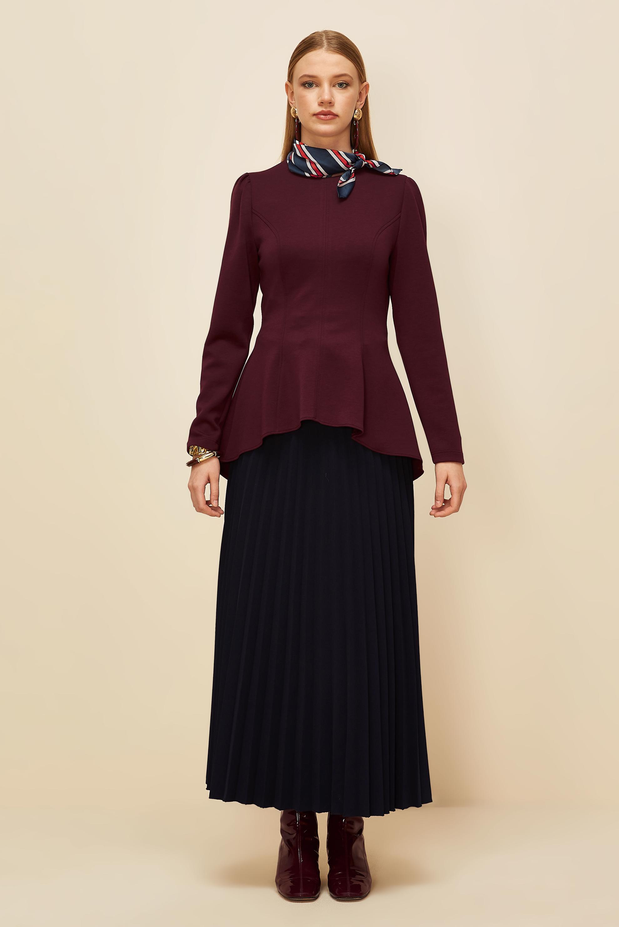 Vêtements hijab ROUGE BORDEAUX CHEMISIER DÉTAILLÉ VOLANT 46049