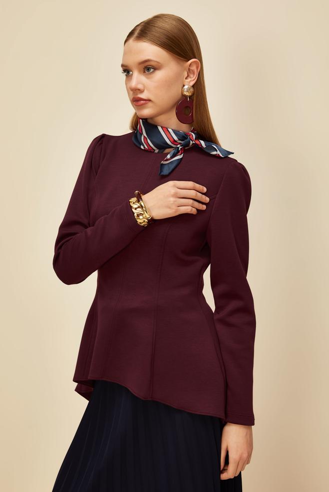 Vêtements hijab ROUGE BORDEAUX CHEMISIER DÉTAILLÉ VOLANT 46049 - ALVİNA