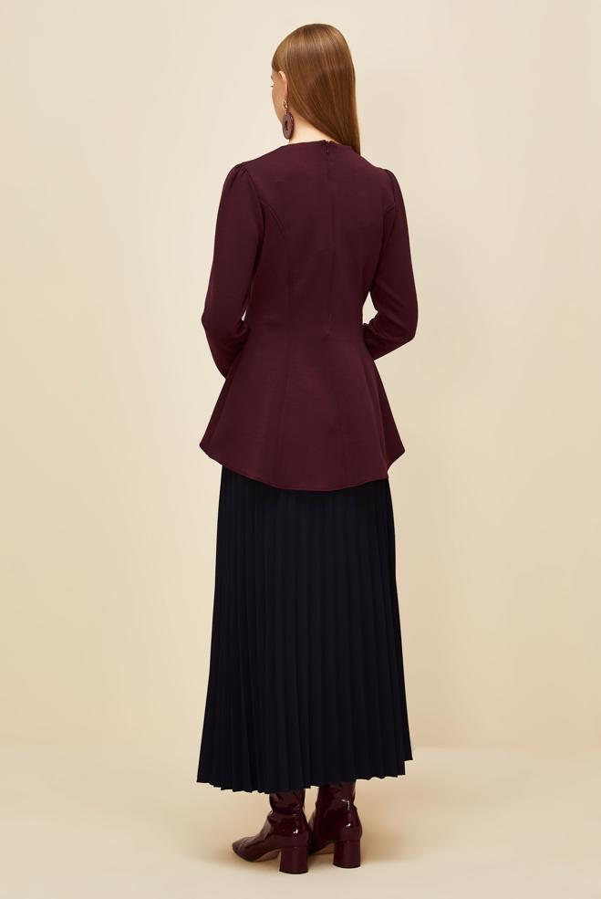 Vêtements hijab ROUGE BORDEAUX CHEMISIER DÉTAILLÉ VOLANT 46049 - ALVİNA