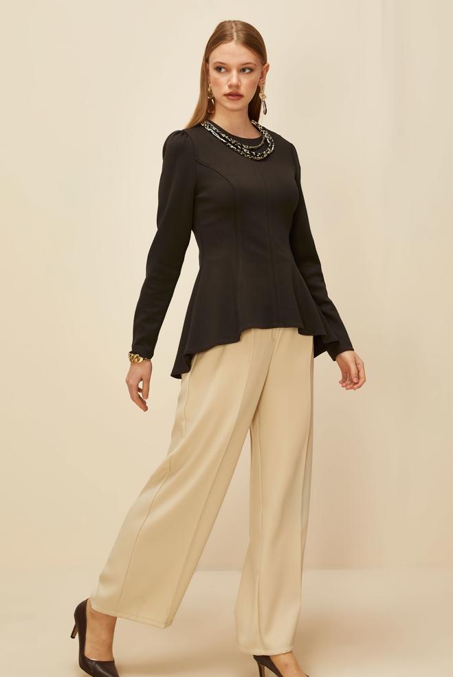 Vêtements hijab BRUN CHEMISIER DÉTAILLÉ VOLANT 46049 - ALVİNA