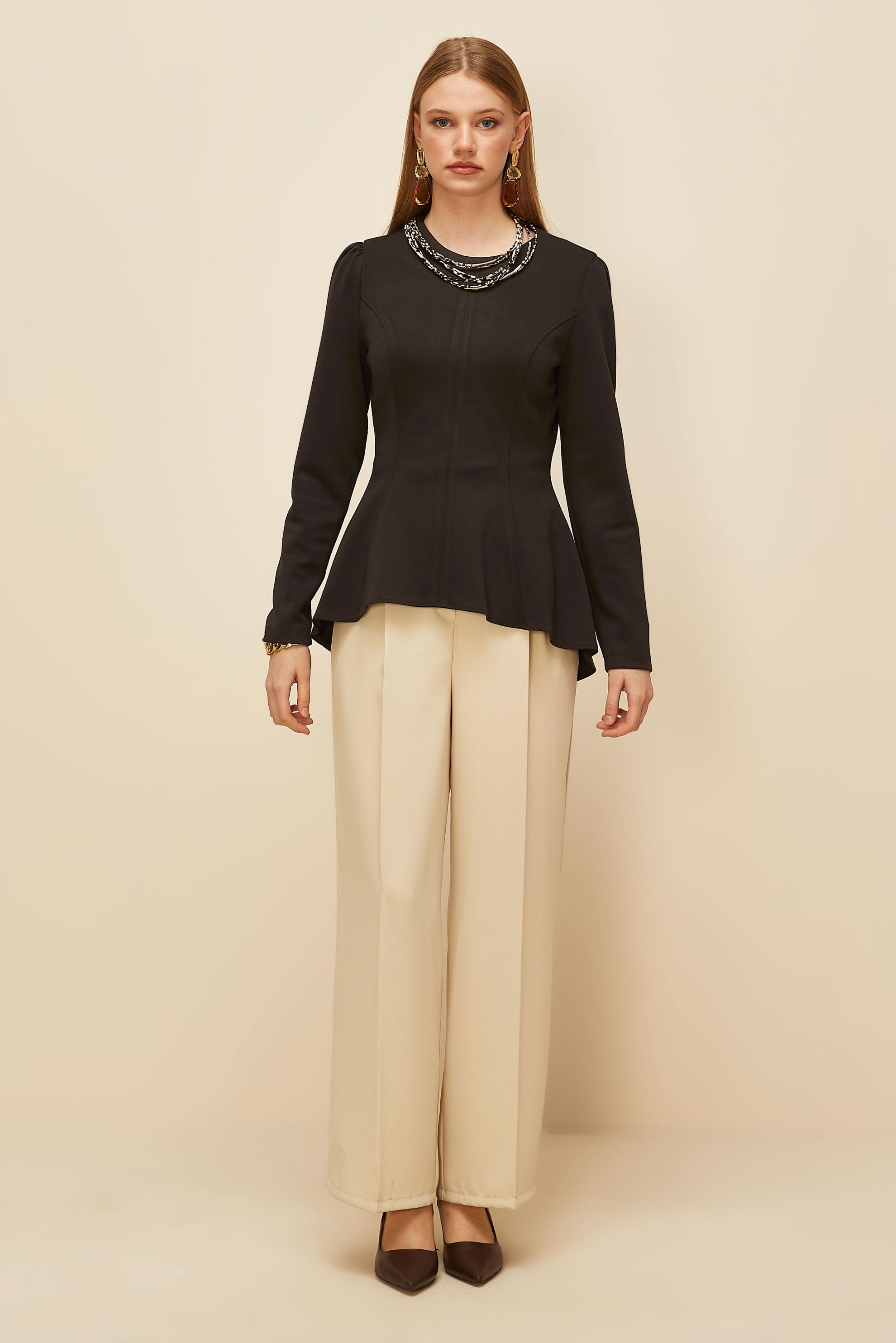 Vêtements hijab BRUN CHEMISIER DÉTAILLÉ VOLANT 46049