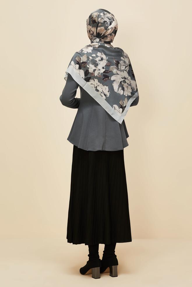 Vêtements hijab GRIS CHEMISIER DÉTAILLÉ VOLANT 46049 - ALVİNA