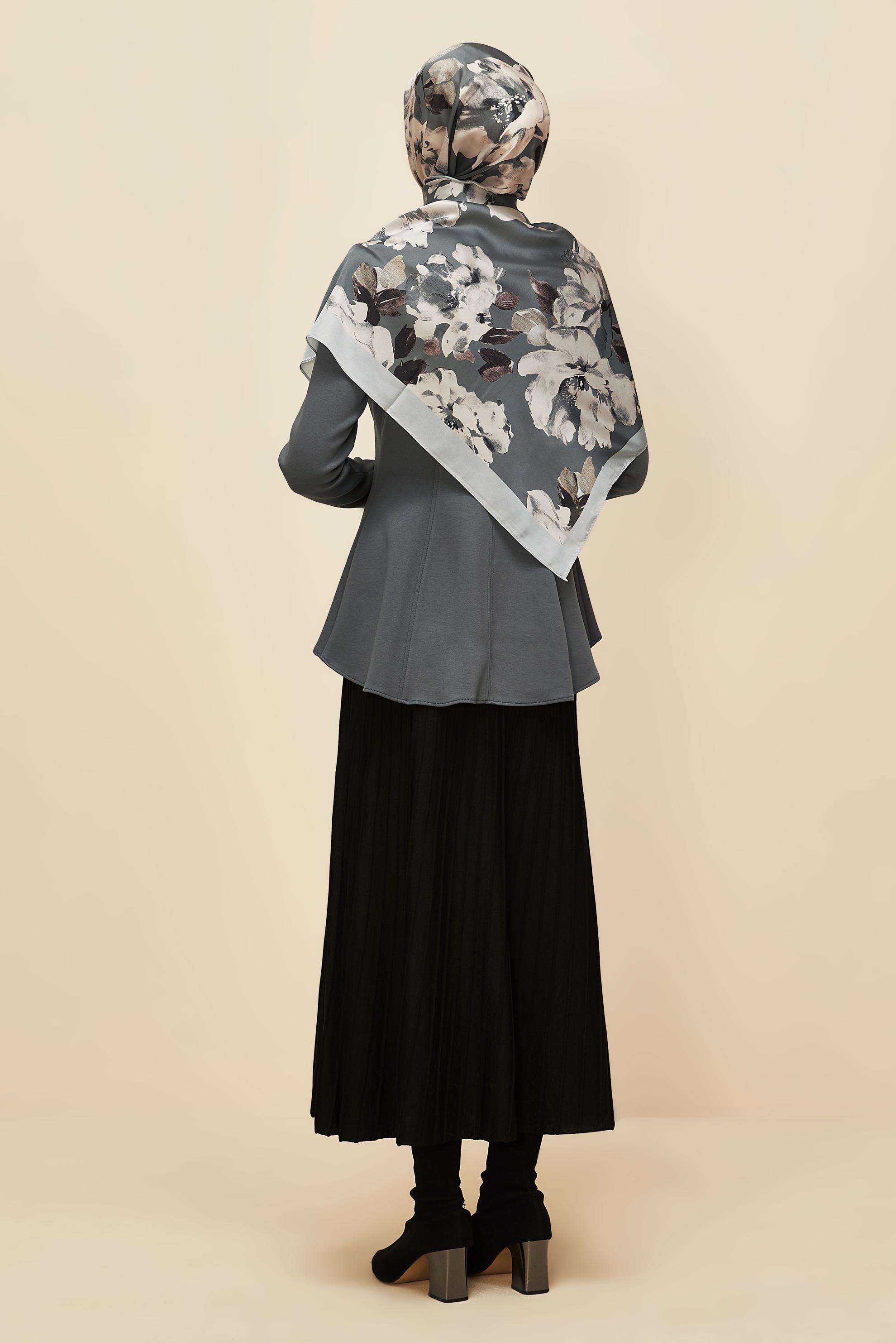 Vêtements hijab GRIS CHEMISIER DÉTAILLÉ VOLANT 46049