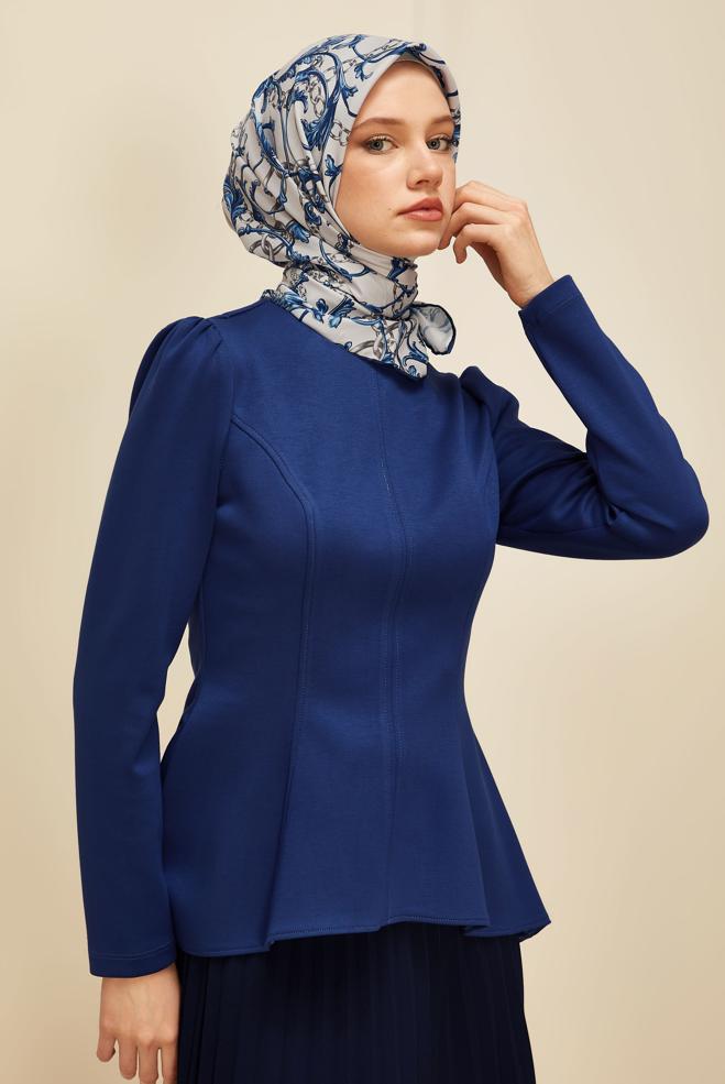 Vêtements hijab BLEU MARINE CHEMISIER DÉTAILLÉ VOLANT 46049 - ALVİNA