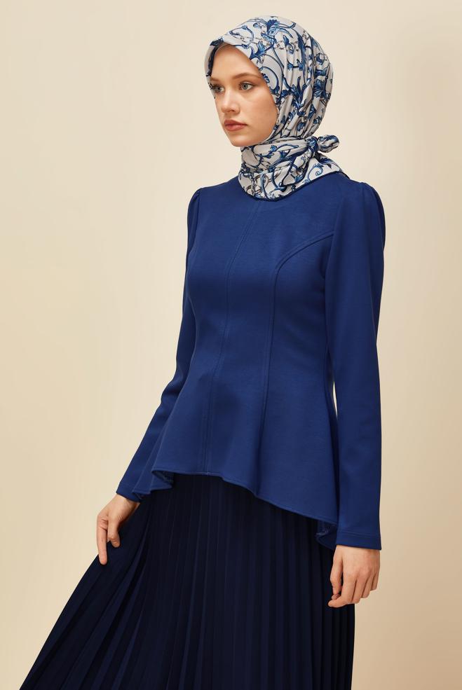 Vêtements hijab BLEU MARINE CHEMISIER DÉTAILLÉ VOLANT 46049 - ALVİNA