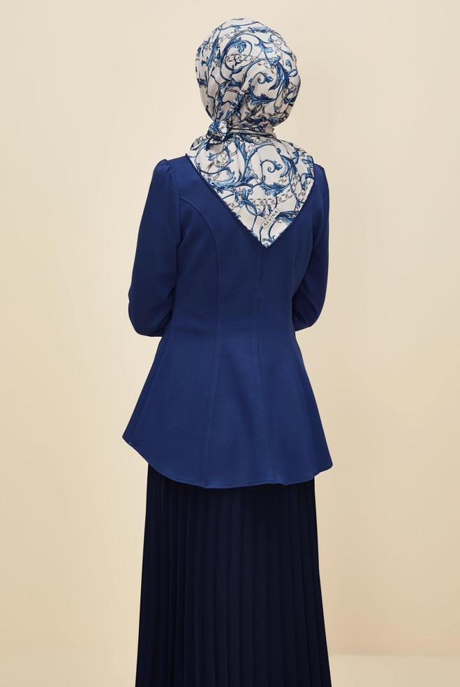 Vêtements hijab BLEU MARINE CHEMISIER DÉTAILLÉ VOLANT 46049 - ALVİNA