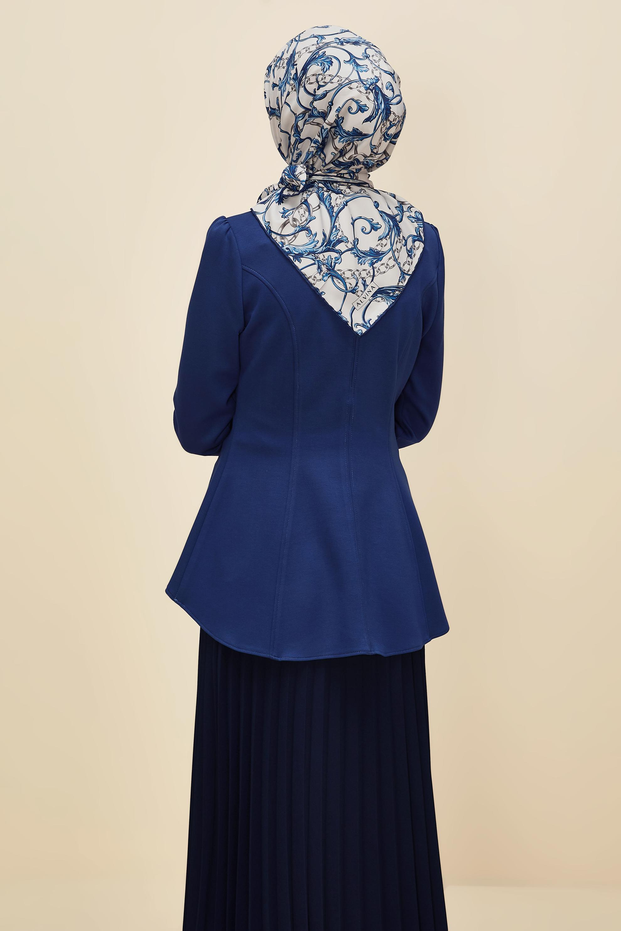 Vêtements hijab BLEU MARINE CHEMISIER DÉTAILLÉ VOLANT 46049