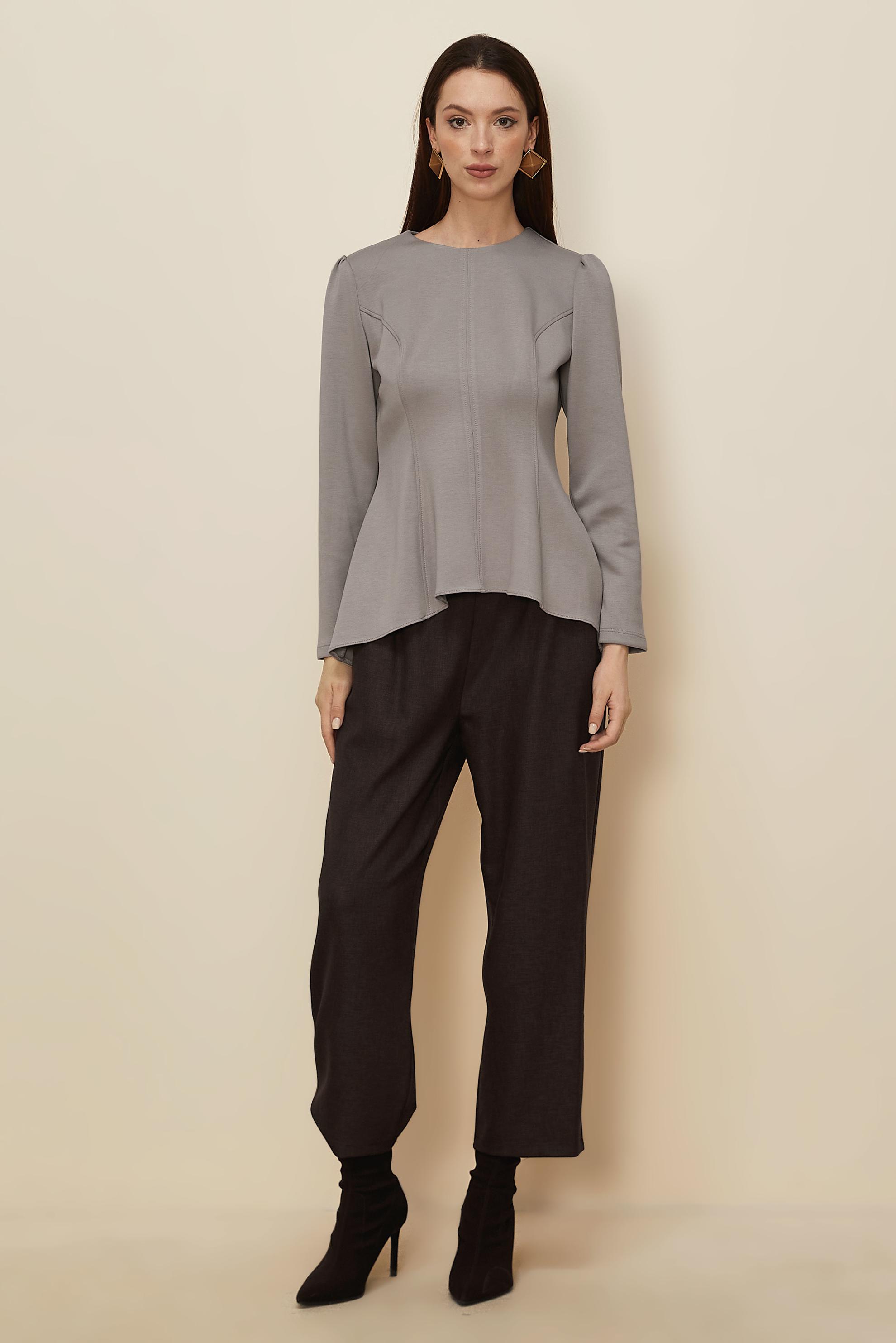 Tesettür giyim VİZON VOLAN DETAYLI BLUZ 46049