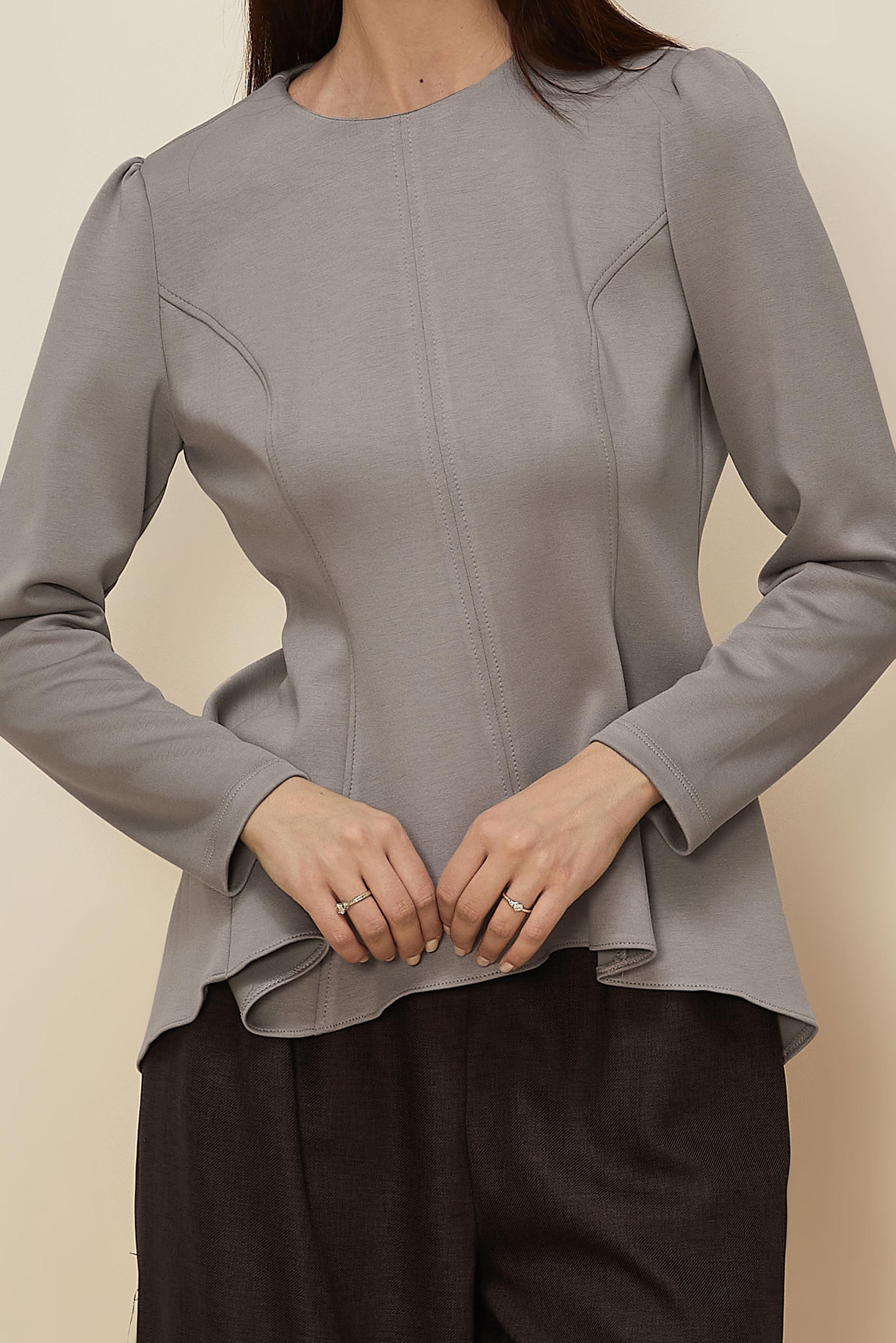 Tesettür giyim VİZON VOLAN DETAYLI BLUZ 46049