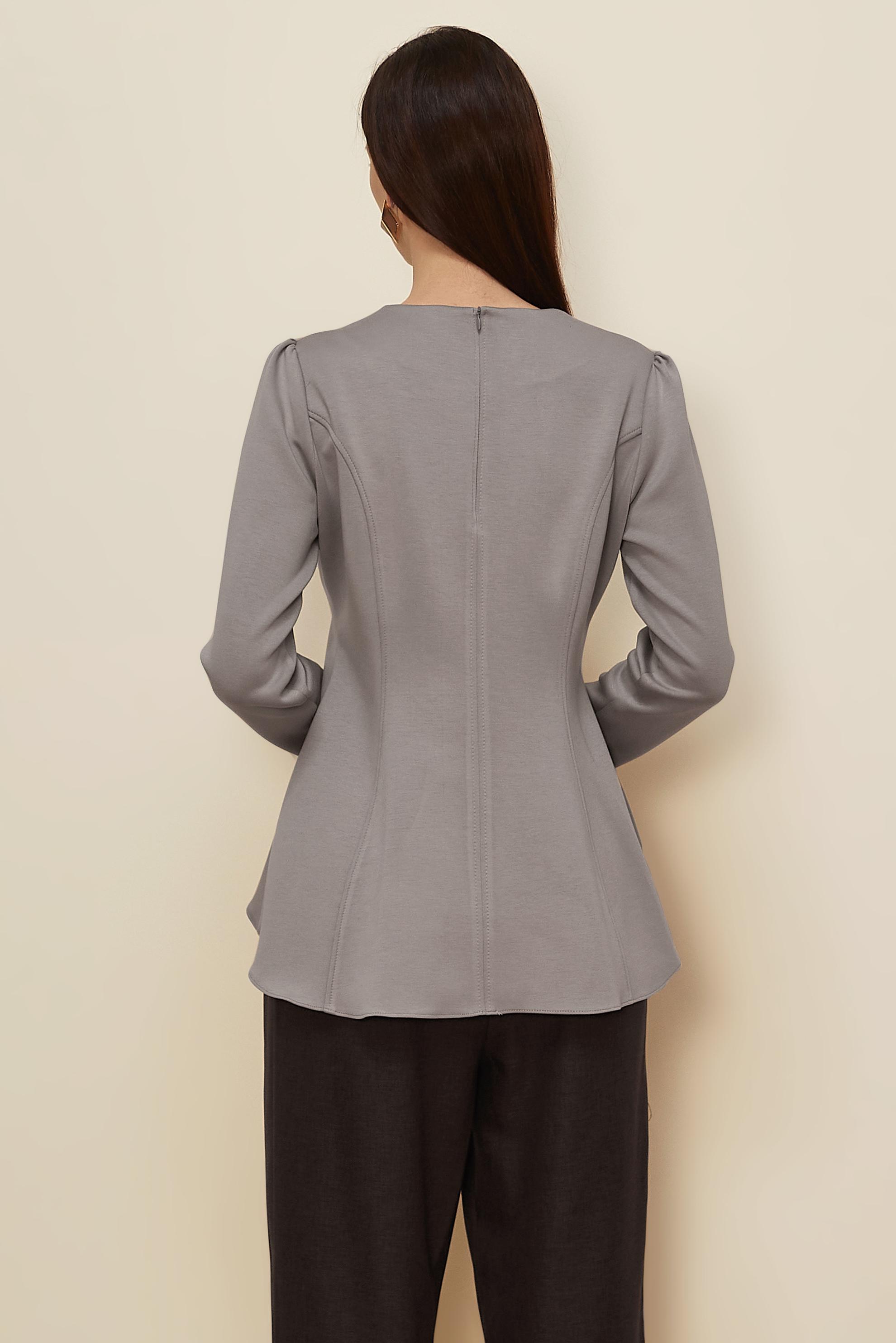 Tesettür giyim VİZON VOLAN DETAYLI BLUZ 46049