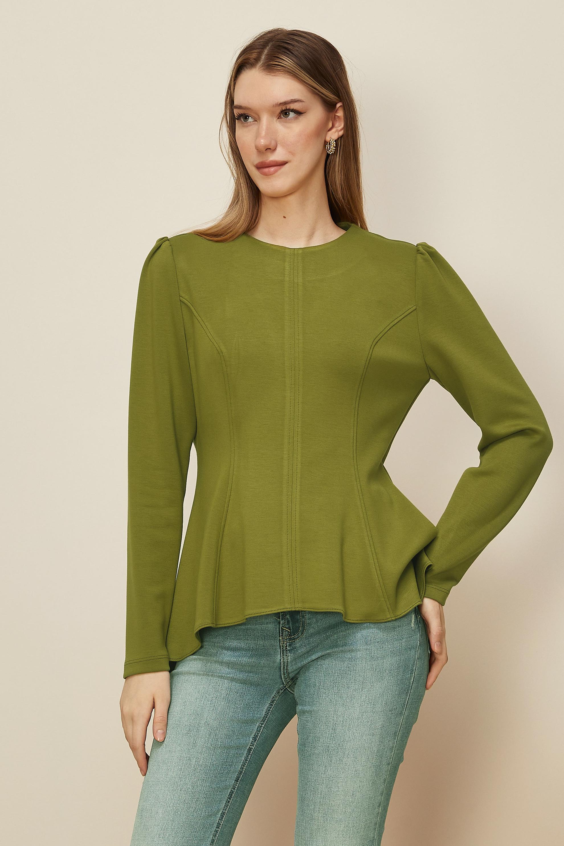 Hijab clothing GREEN FLYWHEEL DETAILED BLOUSE 46049