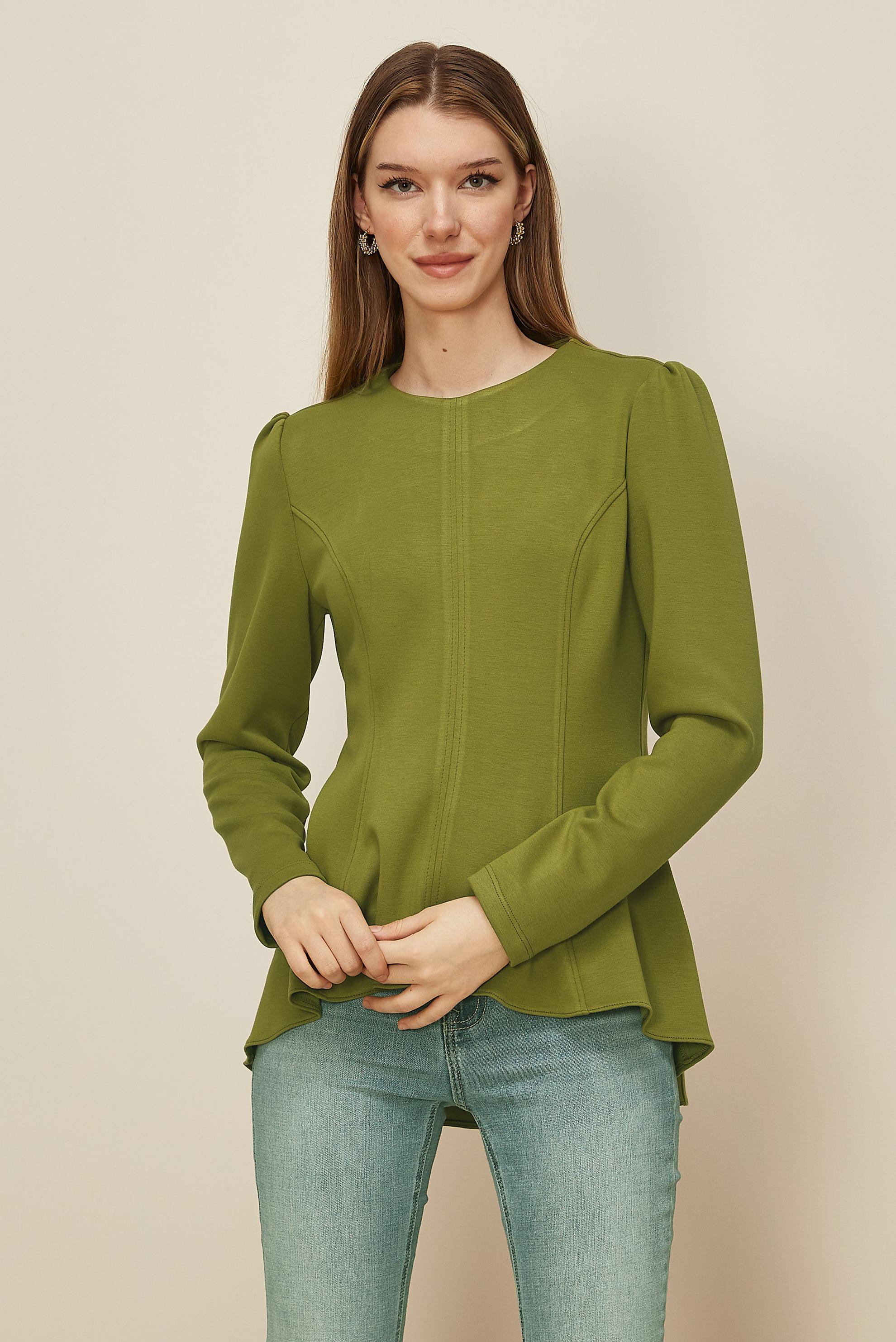 Hijab clothing GREEN FLYWHEEL DETAILED BLOUSE 46049