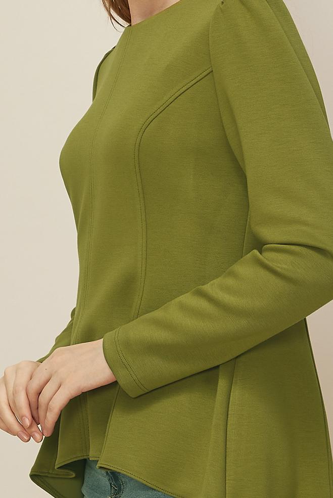 Tesettür giyim YEŞİL VOLAN DETAYLI BLUZ 46049 - ALVİNA