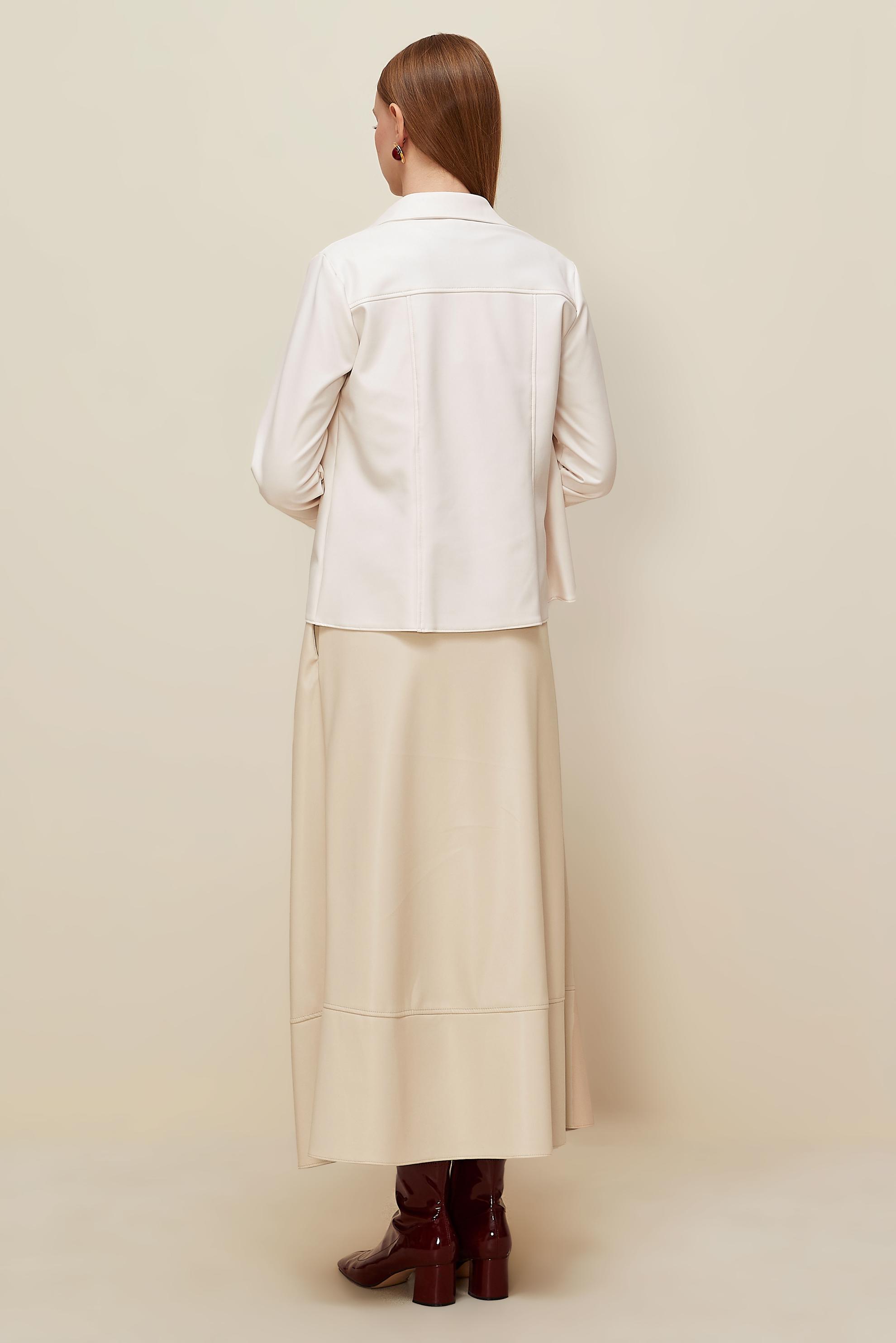 Tesettür giyim BEYAZ SUNİ DERİ BLUZ 46084