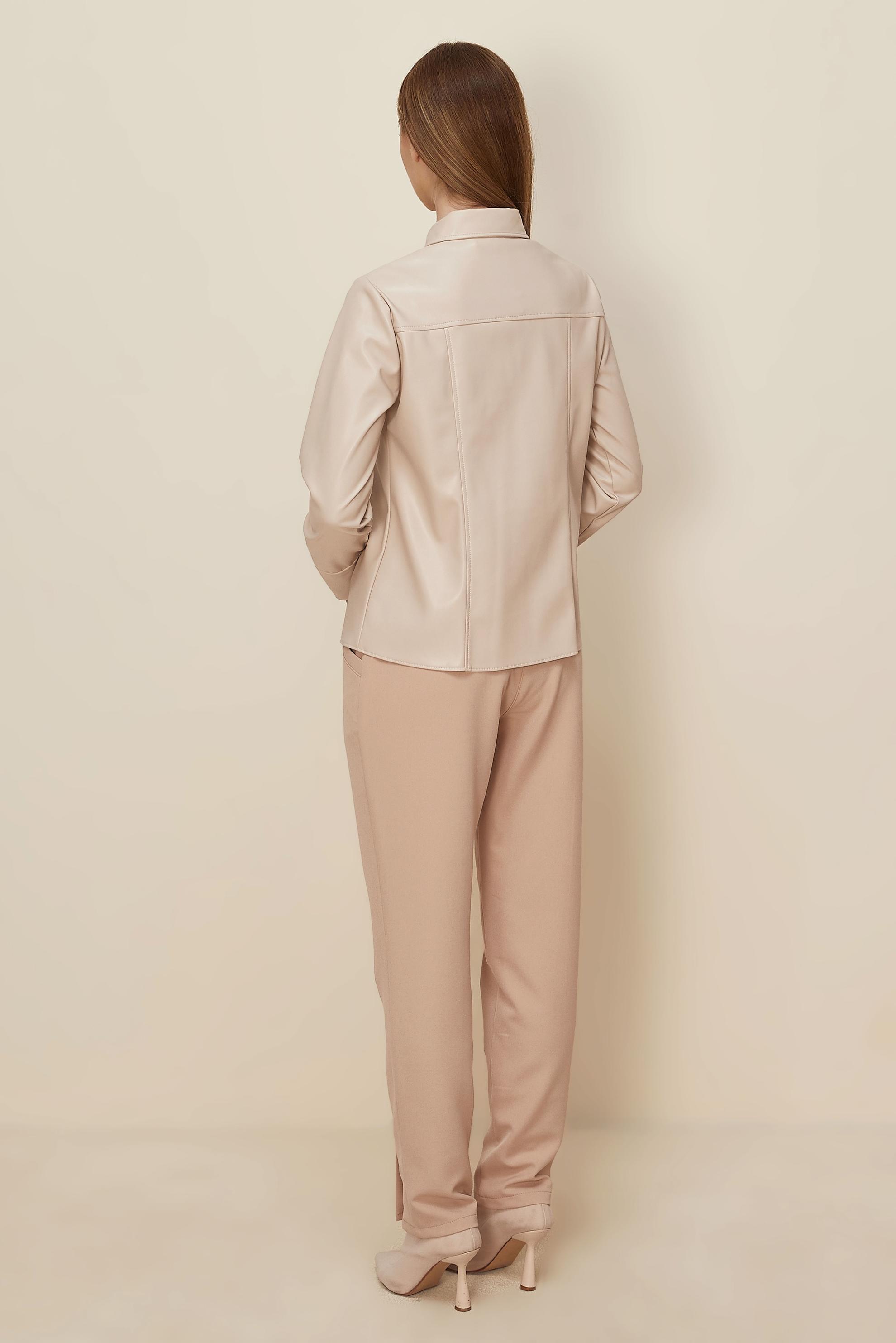 Hijab clothing BEIGE  FAUX-LEATHER BLOUSE 46084