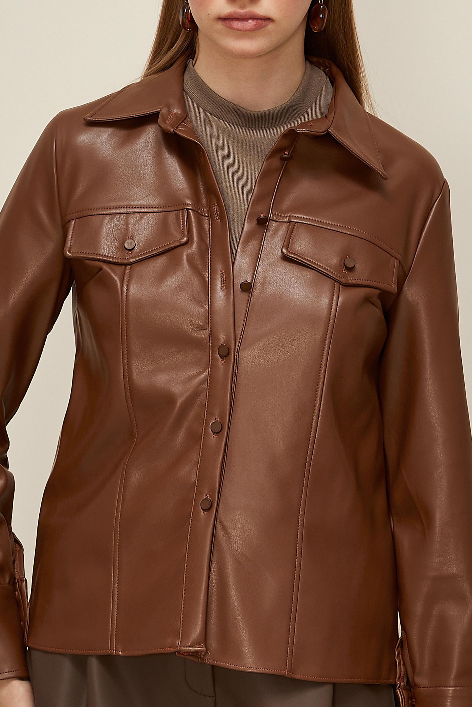 Hijab clothing TABA  FAUX-LEATHER BLOUSE 46084