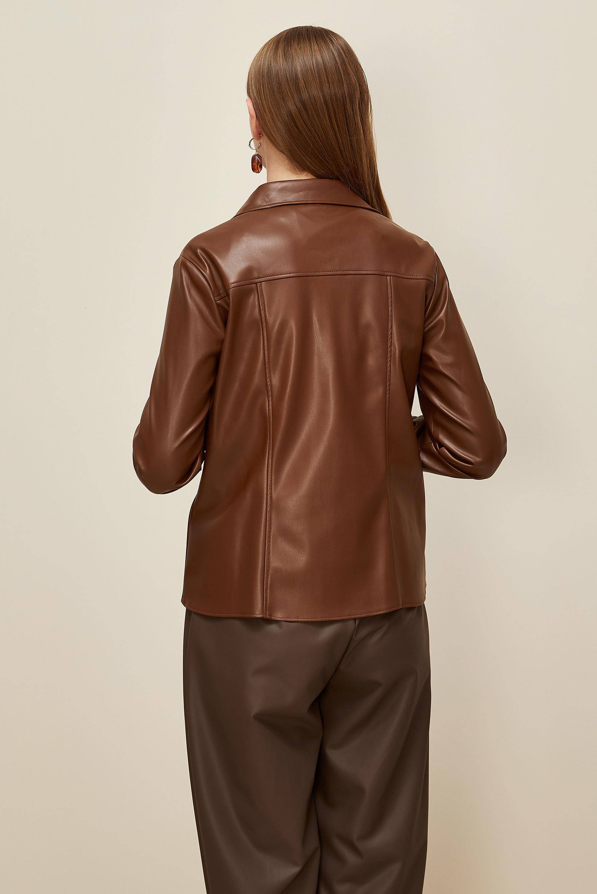 Hijab clothing TABA  FAUX-LEATHER BLOUSE 46084