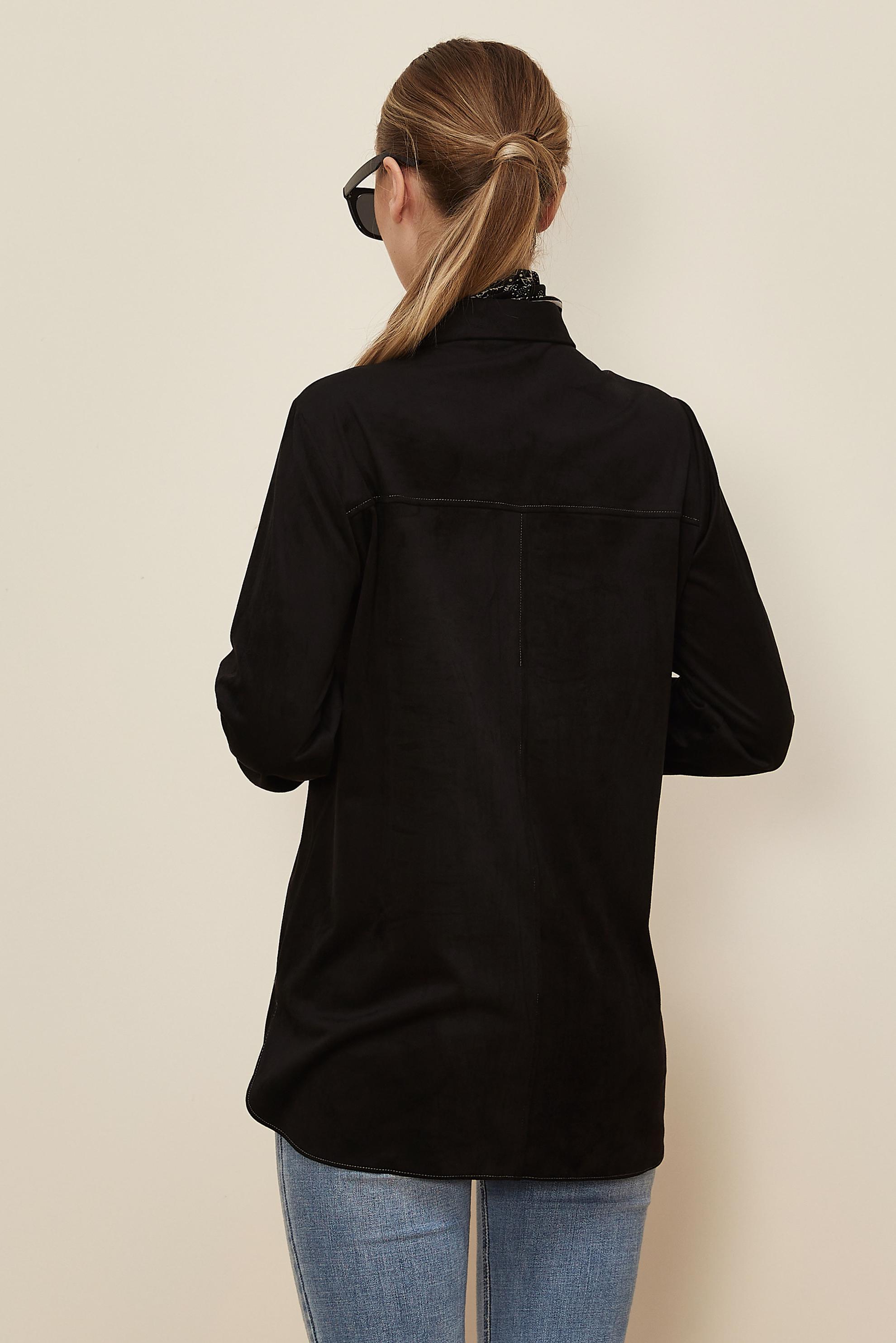 Tesettür giyim SİYAH DÜĞMELİ SÜET BLUZ 46133