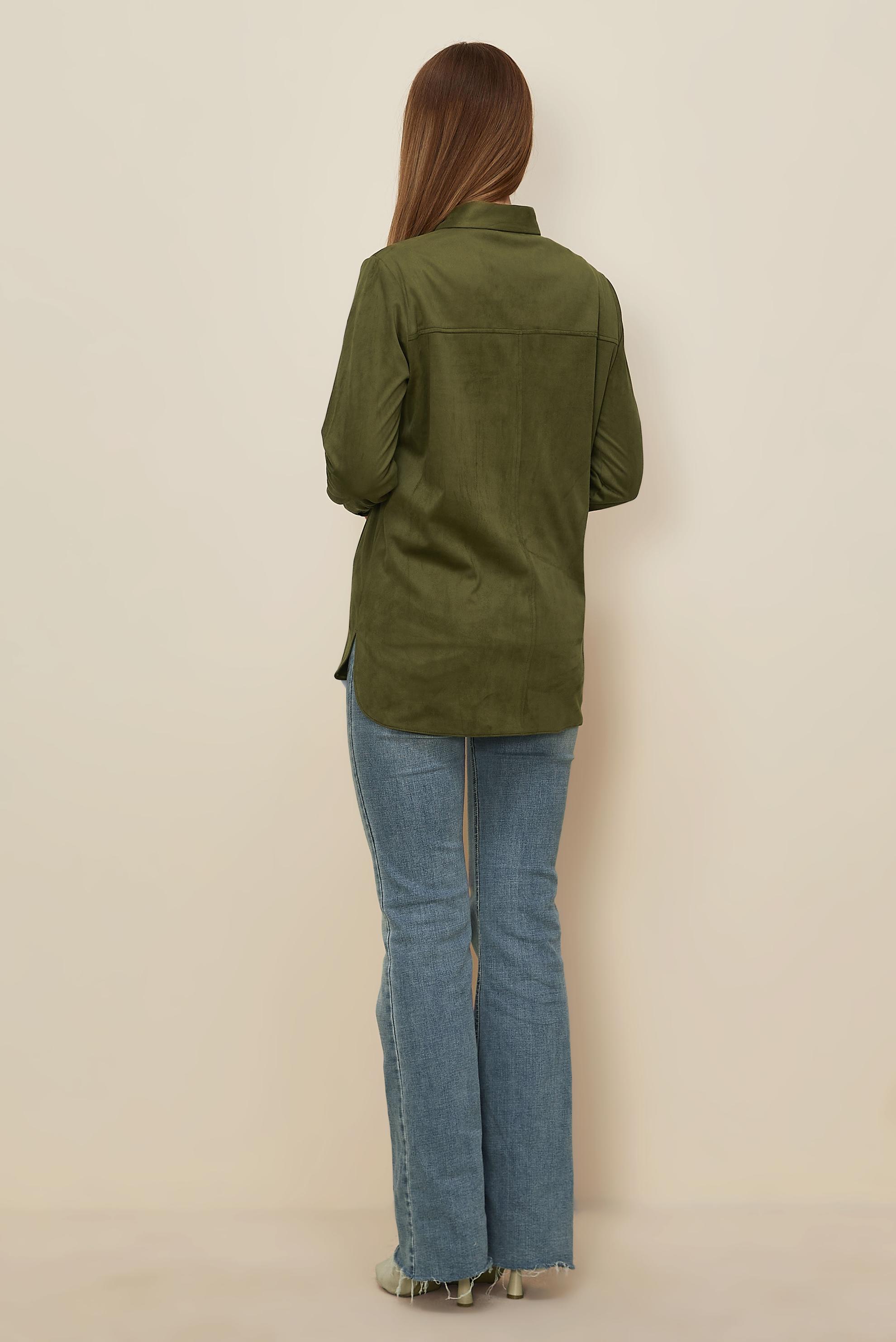 Tesettür giyim HAKİ DÜĞMELİ SÜET BLUZ 46133