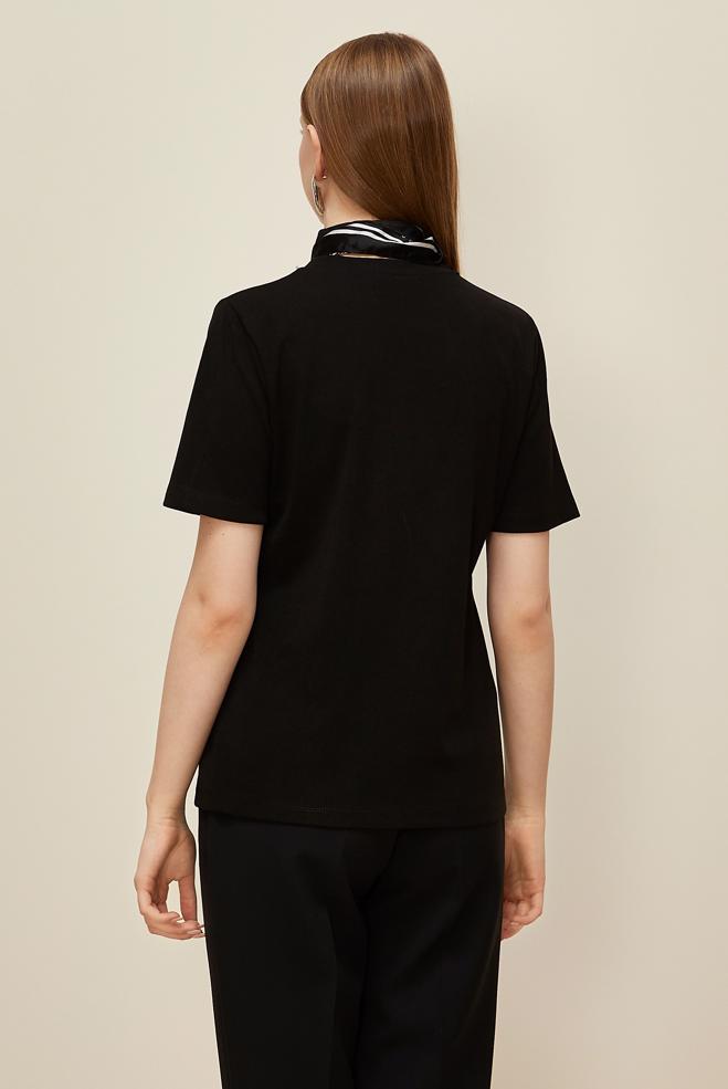 Hijab clothing BLACK SHORT SLEEVED BLOUSE 46145 - ALVİNA