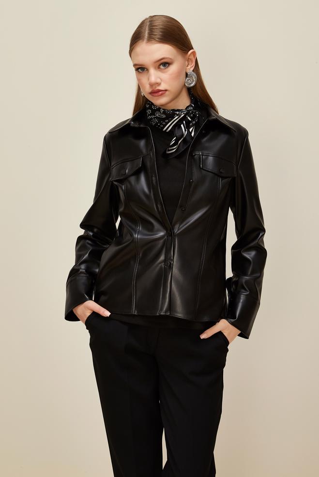 Hijab clothing BLACK SHORT SLEEVED BLOUSE 46145 - ALVİNA