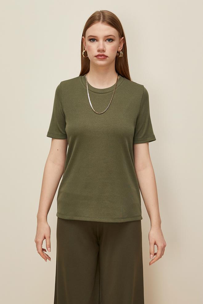 Vêtements hijab KAKI CHEMISIER À MANCHES COURTES 46145 - ALVİNA