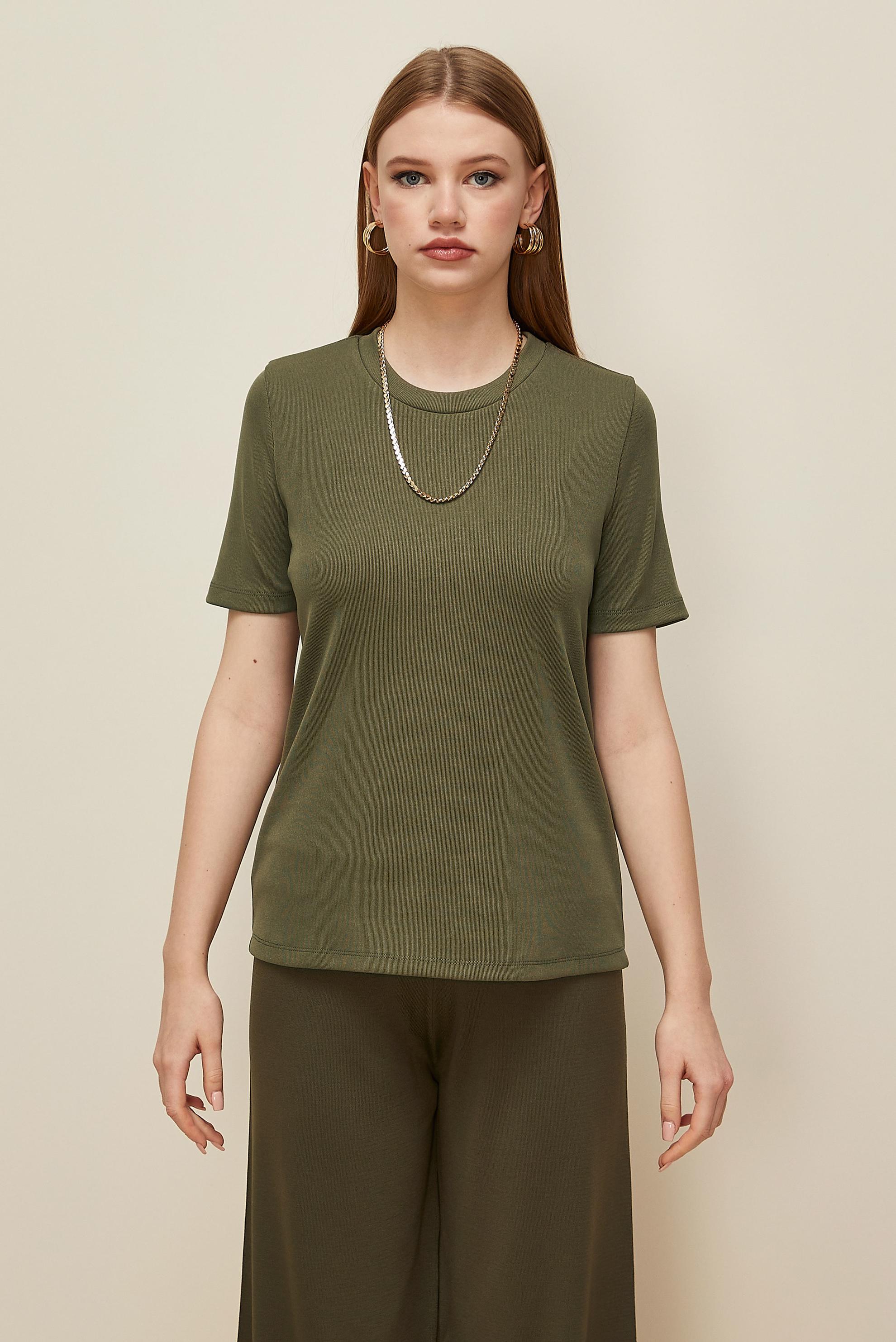 Vêtements hijab KAKI CHEMISIER À MANCHES COURTES 46145